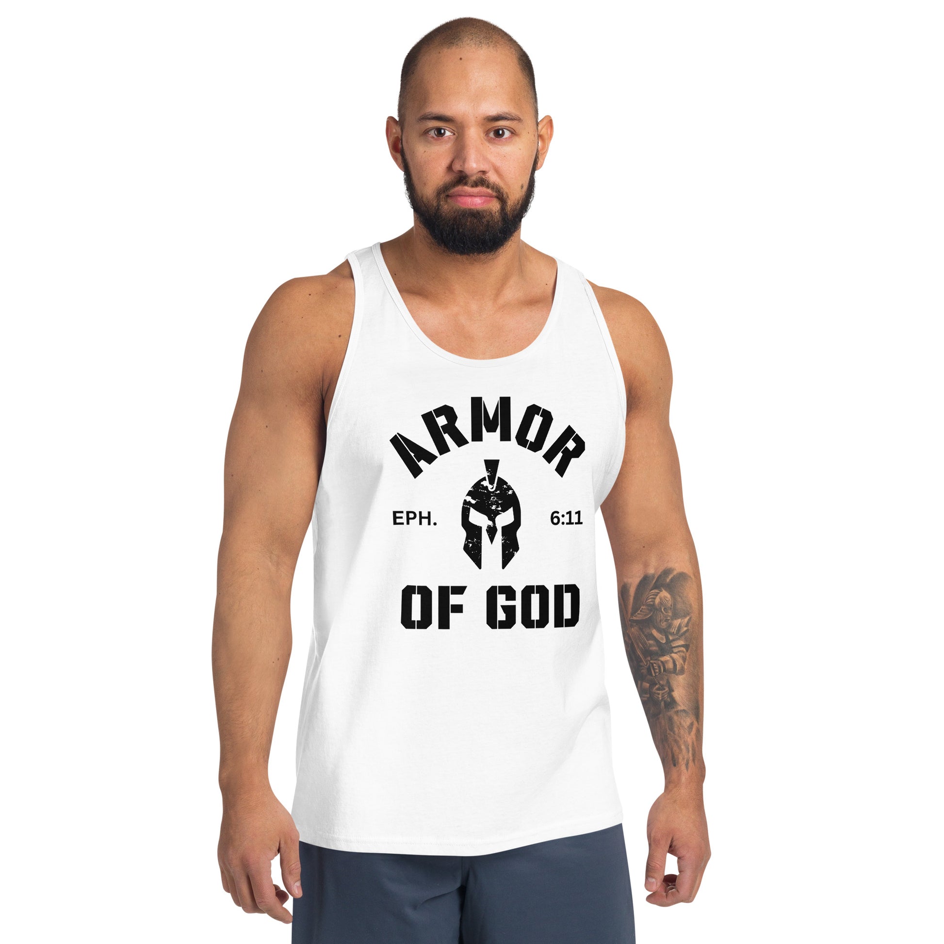 Armor of God Tank Top White (Unisex) - Humble & Faithful Co.