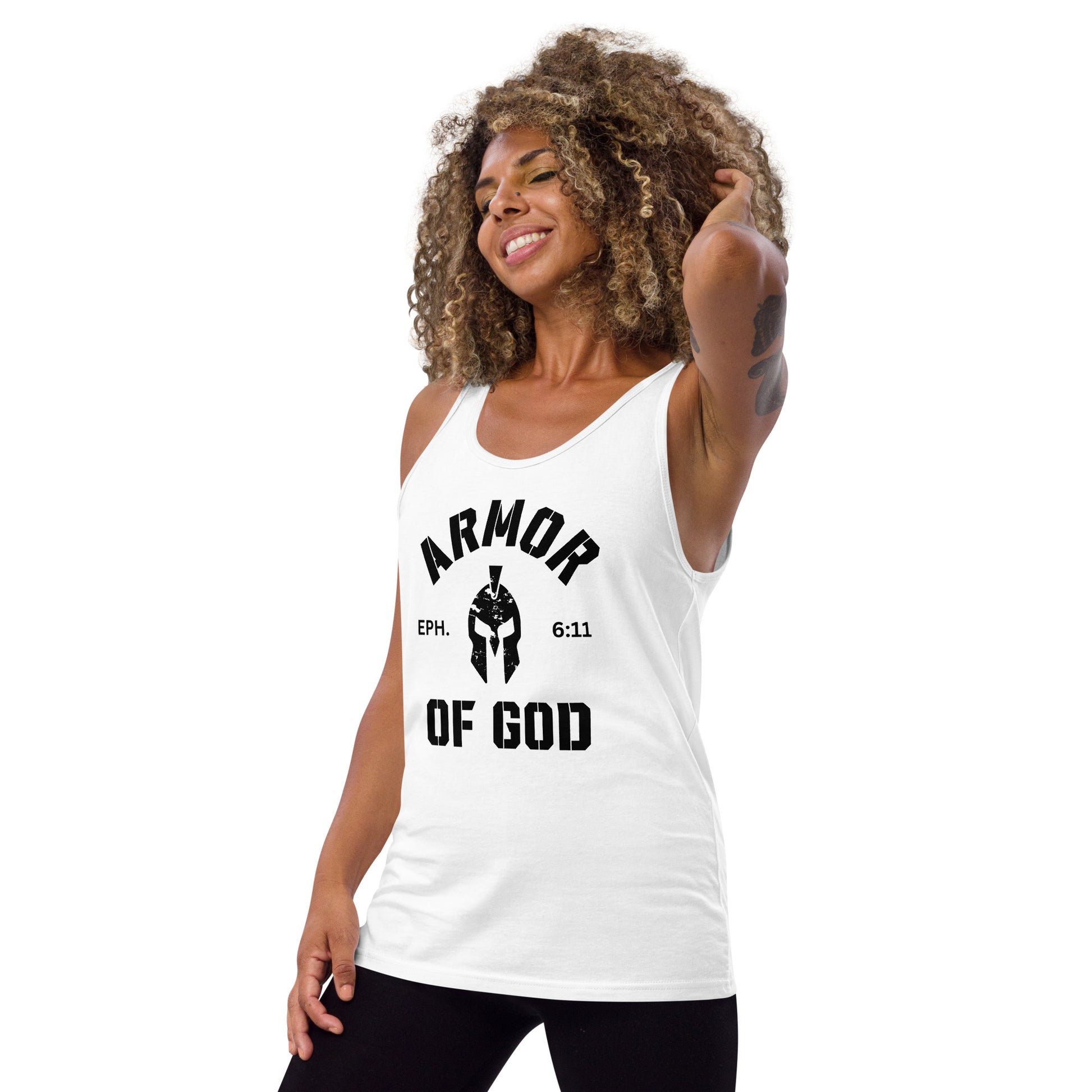 Armor of God Tank Top White (Unisex) - Humble & Faithful Co.