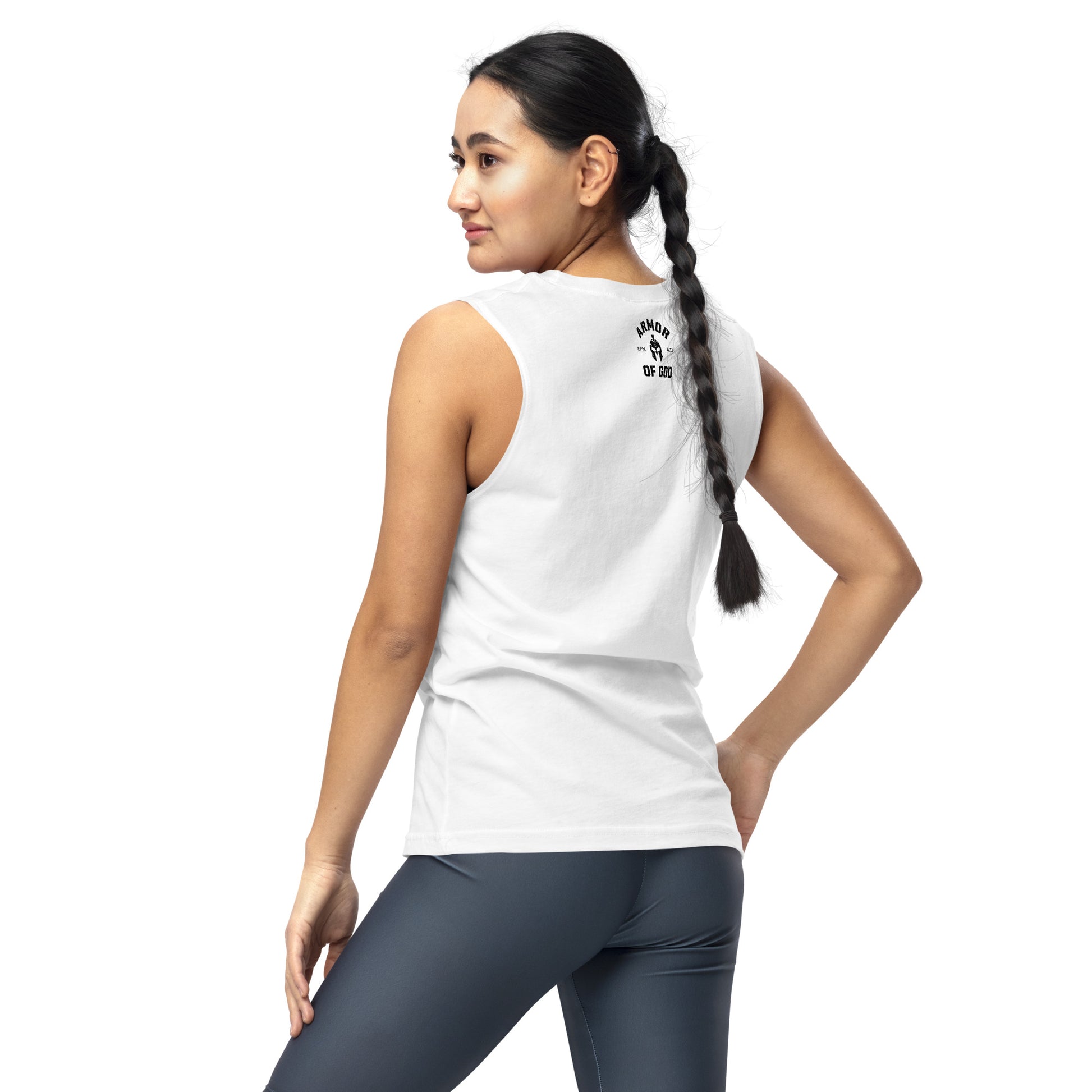 Armor of God Muscle Shirt (White) - Humble & Faithful Co.