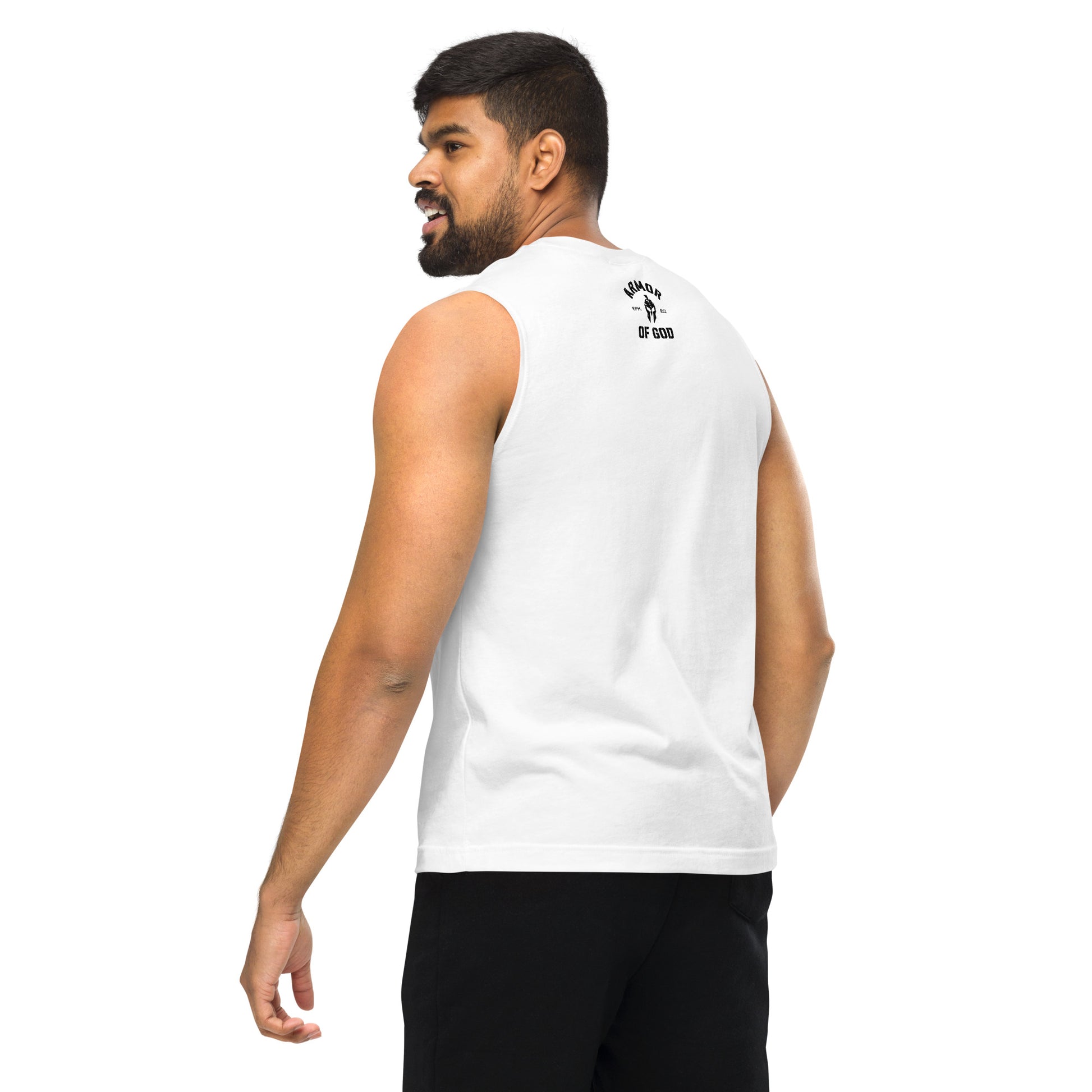Armor of God Muscle Shirt (White) - Humble & Faithful Co.