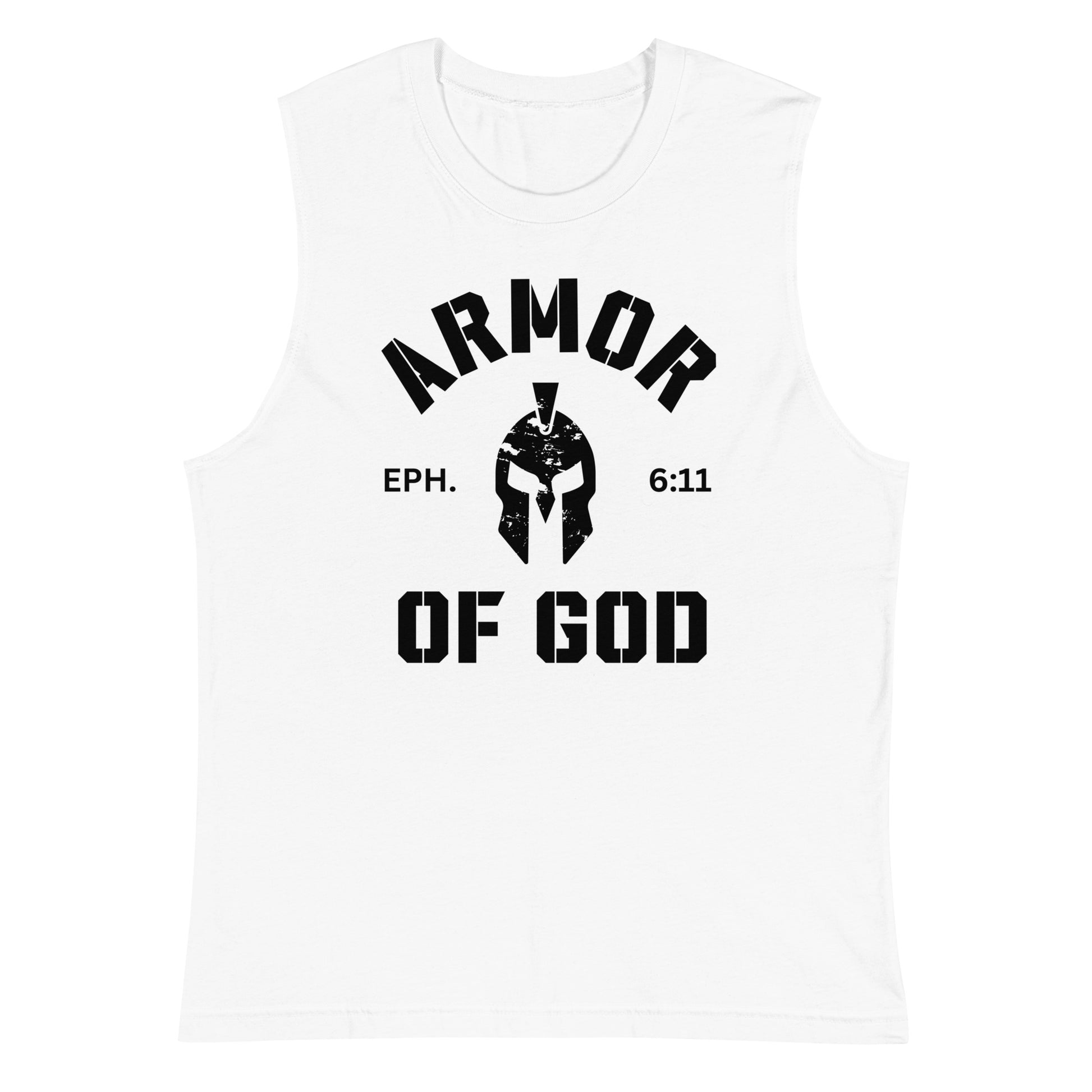 Armor of God Muscle Shirt (White) - Humble & Faithful Co.