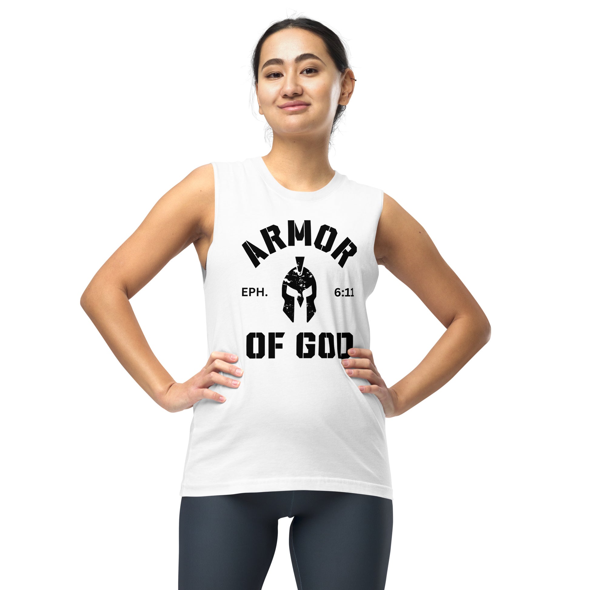 Armor of God Muscle Shirt (White) - Humble & Faithful Co.