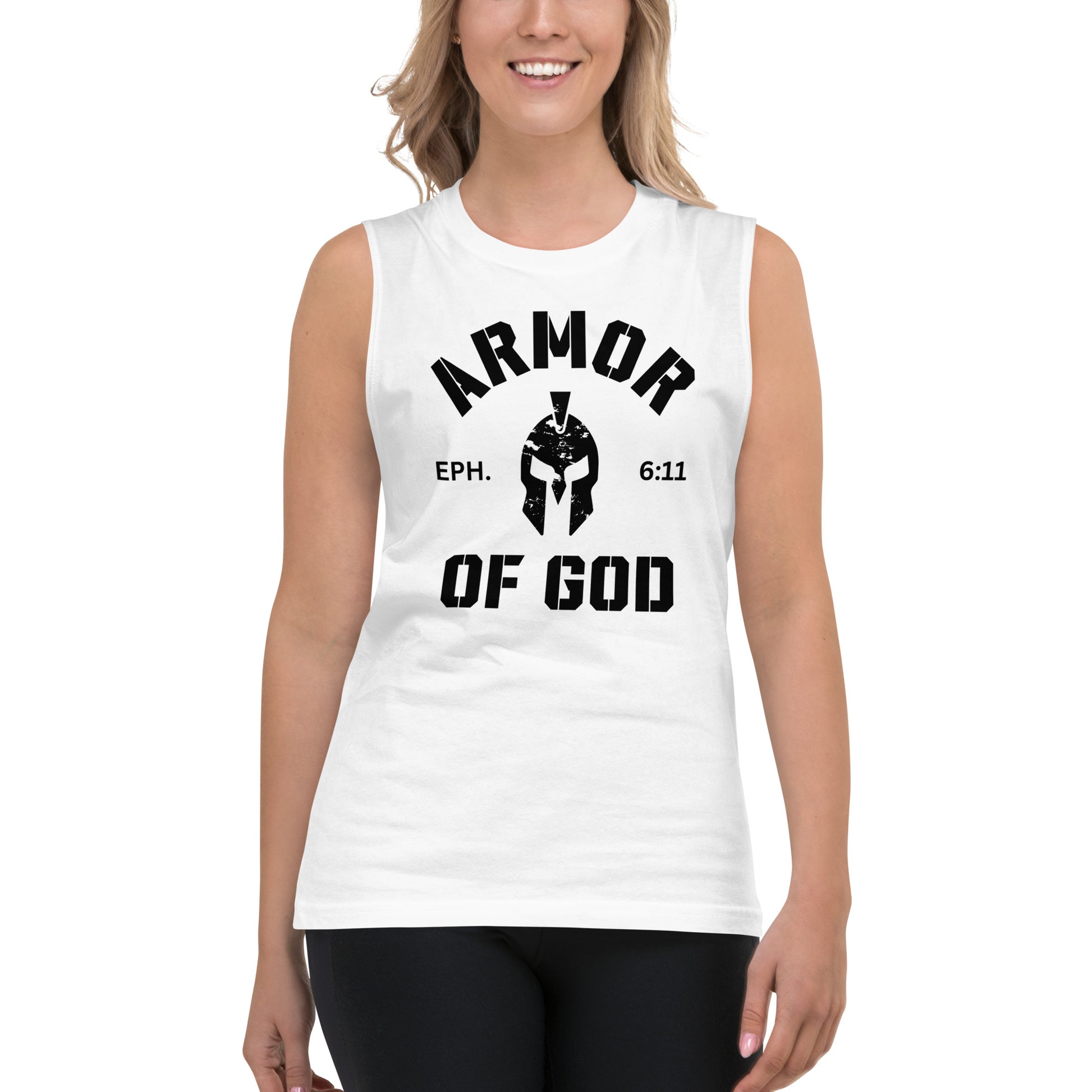 Armor of God Muscle Shirt (White) - Humble & Faithful Co.
