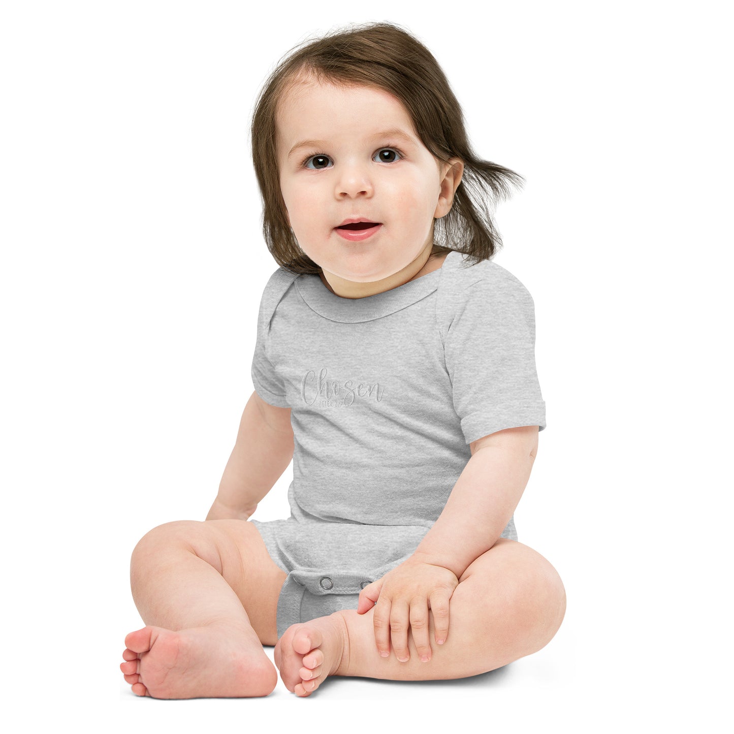 Chosen Baby Embroidered Short Sleeve One Piece (Unisex) - Humble & Faithful Co.