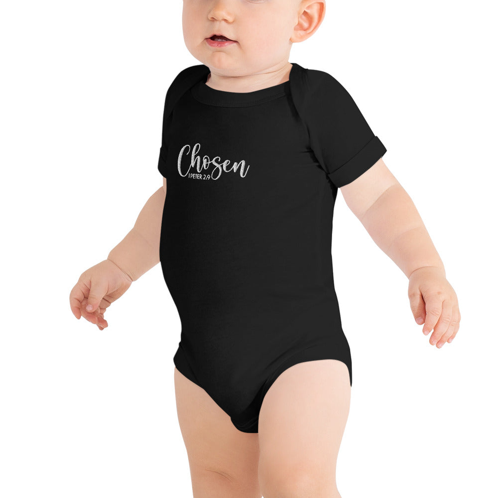 Chosen Baby Embroidered Short Sleeve One Piece (Unisex) - Humble & Faithful Co.