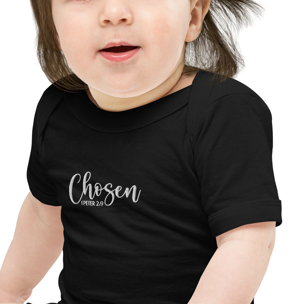 Chosen Baby Embroidered Short Sleeve One Piece (Unisex) - Humble & Faithful Co.