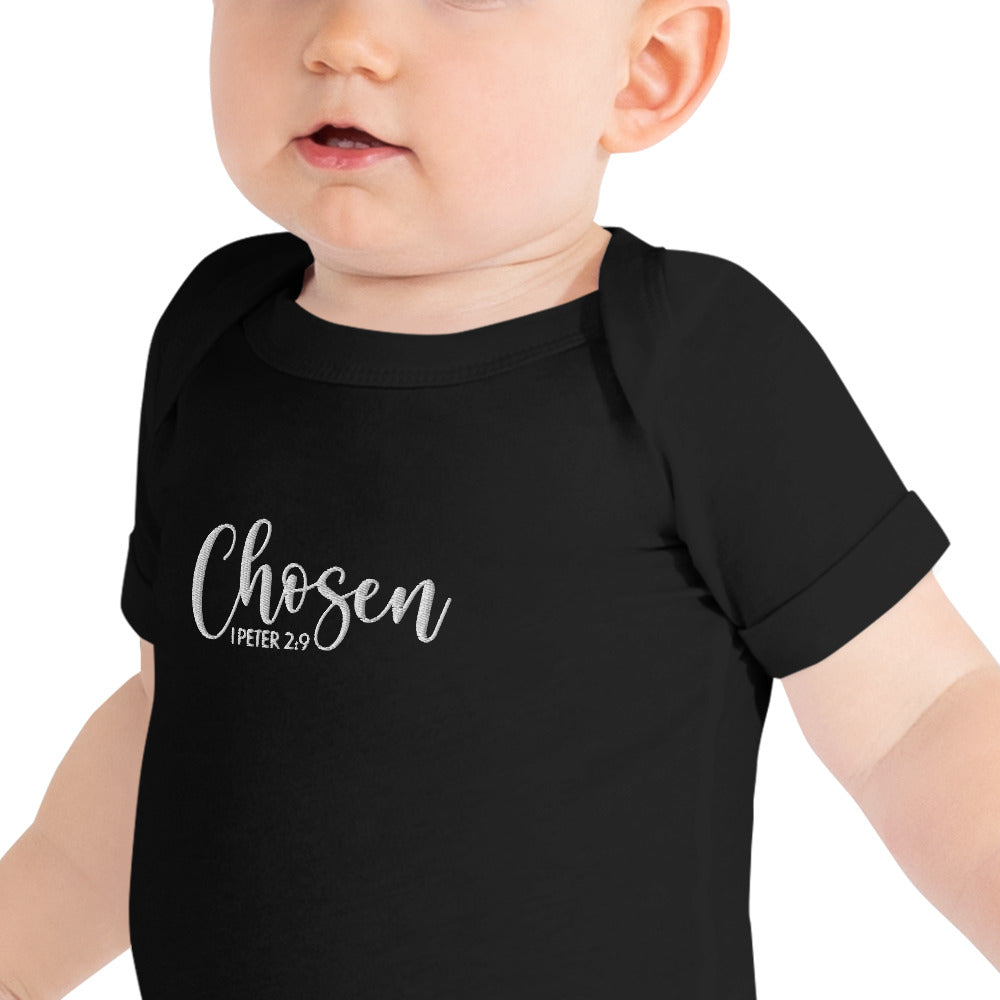 Chosen Baby Embroidered Short Sleeve One Piece (Unisex) - Humble & Faithful Co.