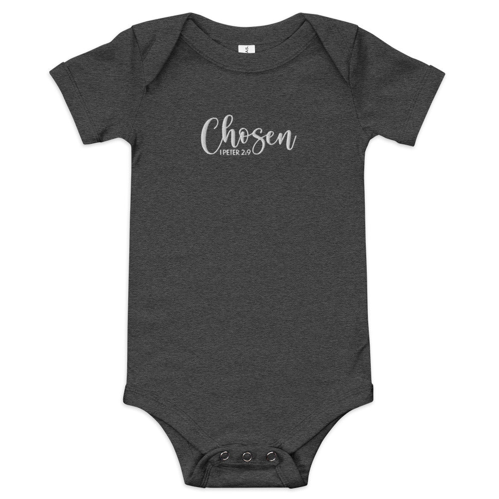Chosen Baby Embroidered Short Sleeve One Piece (Unisex) - Humble & Faithful Co.