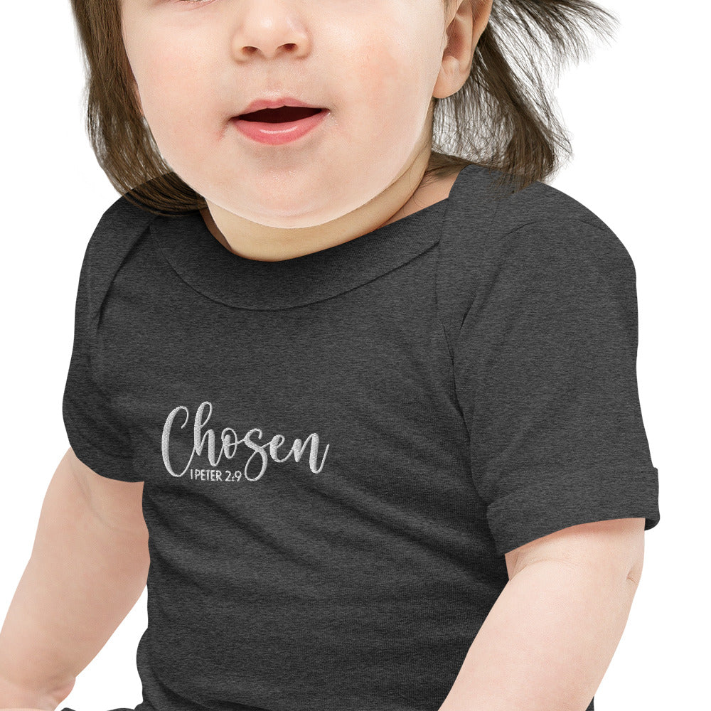 Chosen Baby Embroidered Short Sleeve One Piece (Unisex) - Humble & Faithful Co.