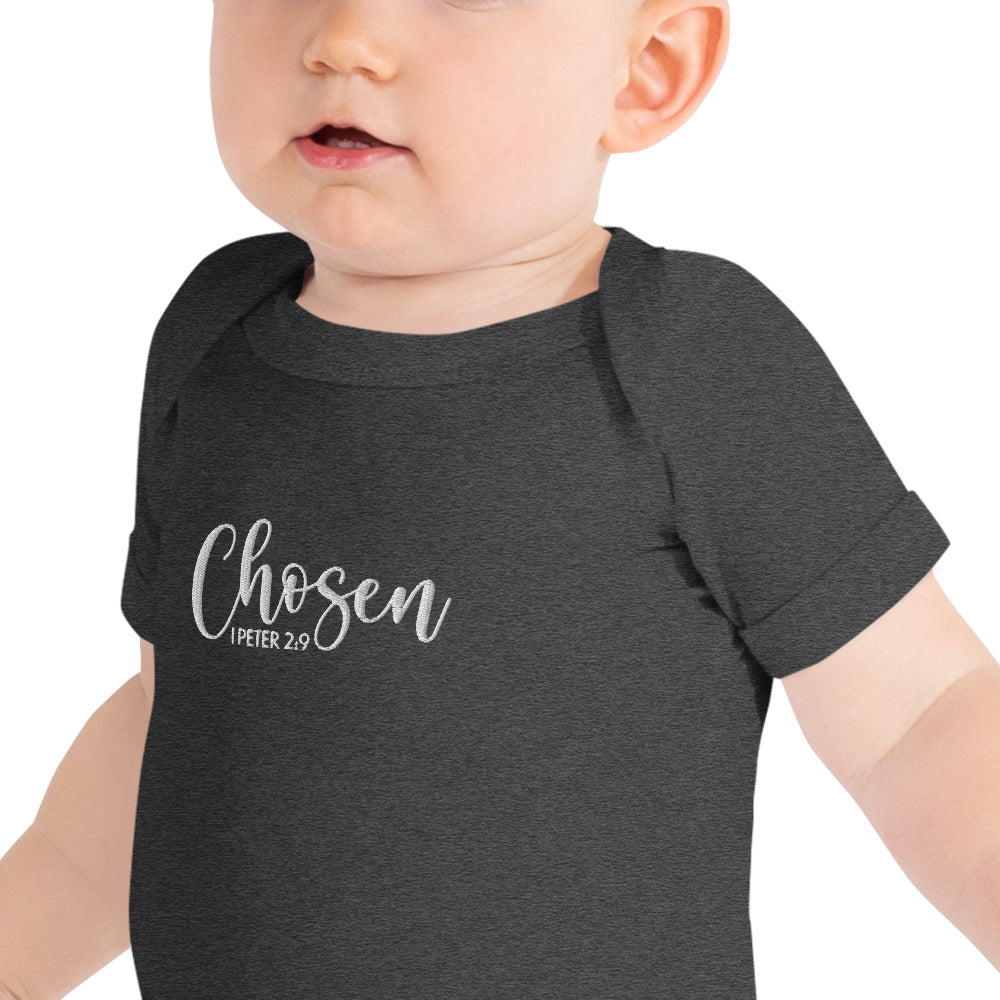Chosen Baby Embroidered Short Sleeve One Piece (Unisex) - Humble & Faithful Co.