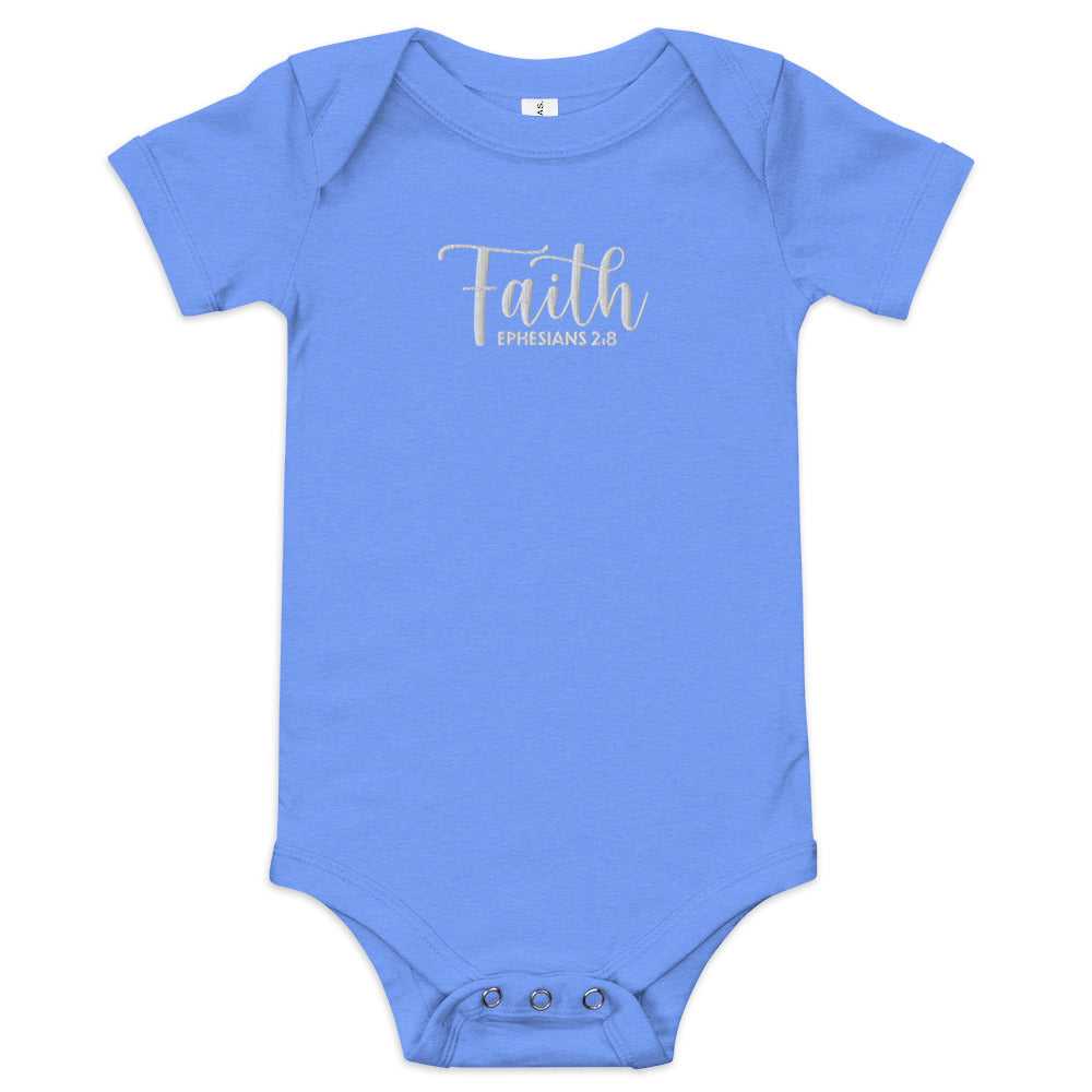 Faith Baby Embroidered Short Sleeve One Piece (Unisex) - Humble & Faithful Co.