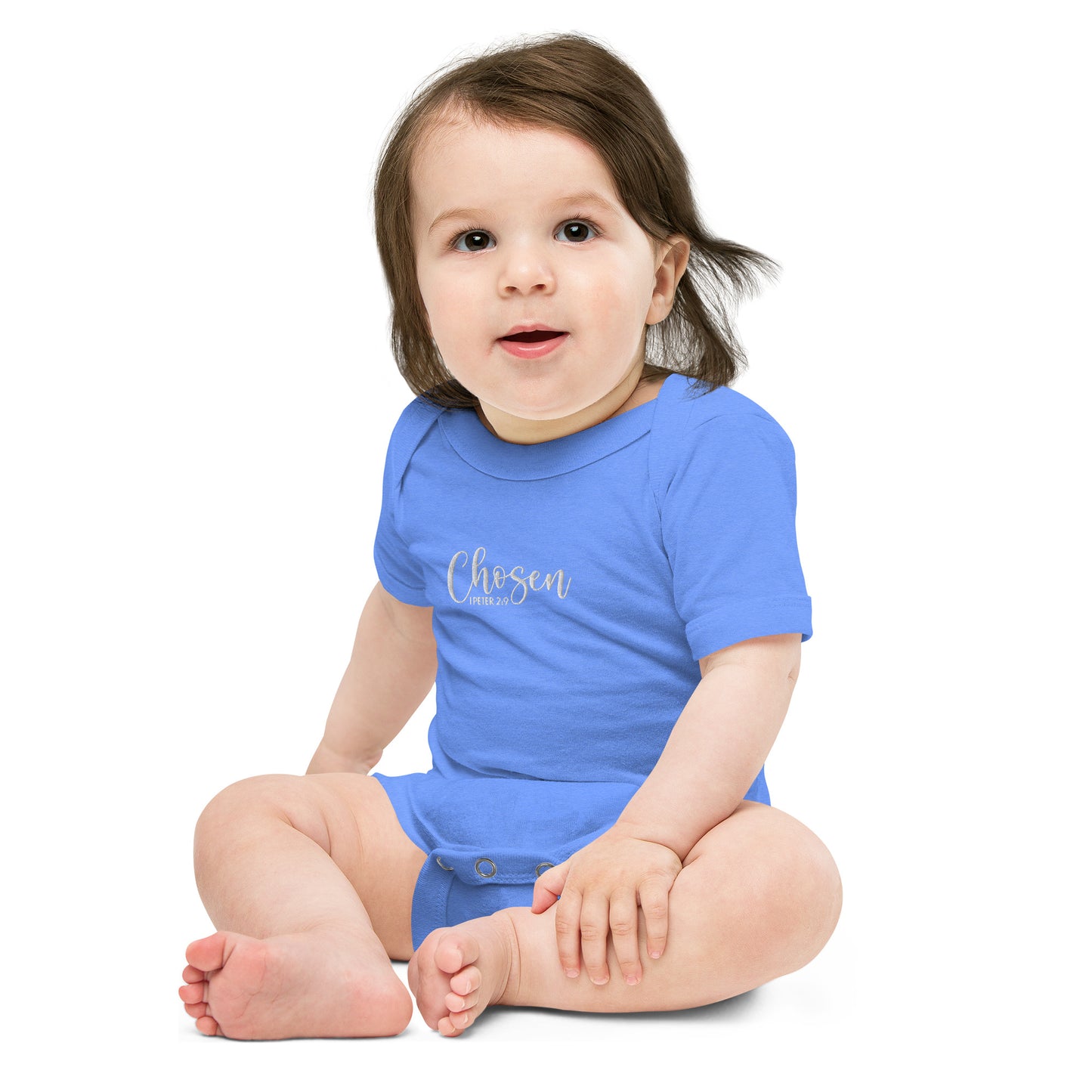 Chosen Baby Embroidered Short Sleeve One Piece (Unisex) - Humble & Faithful Co.