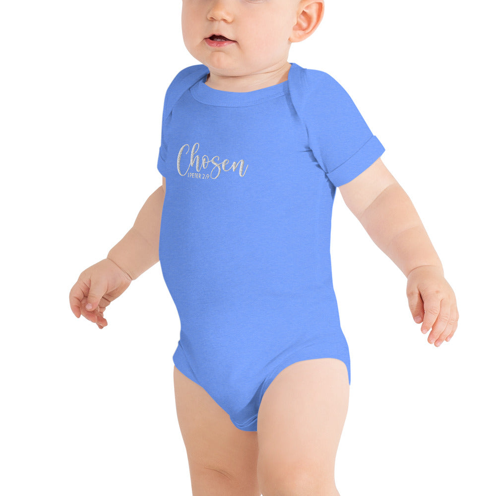 Chosen Baby Embroidered Short Sleeve One Piece (Unisex) - Humble & Faithful Co.