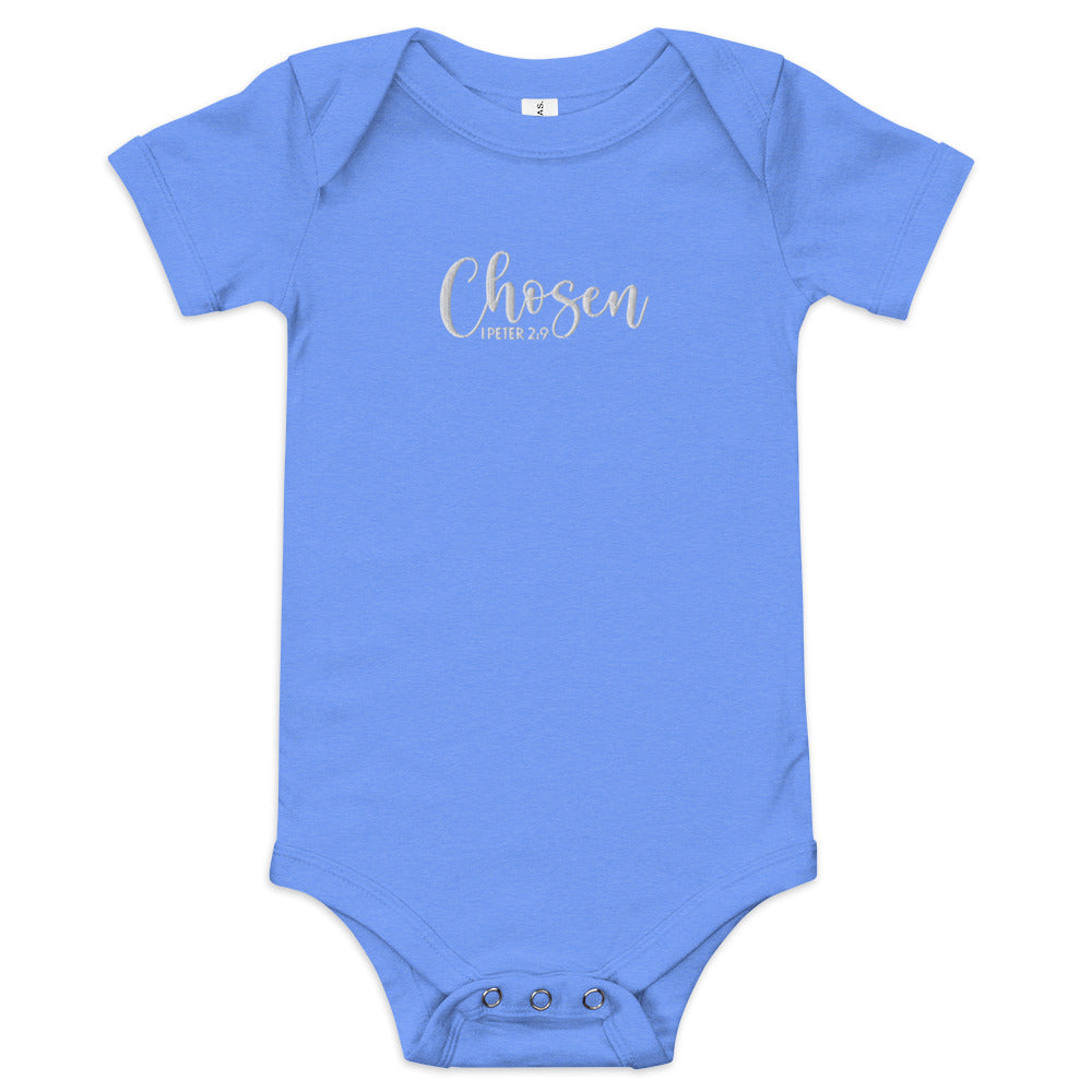 Chosen Baby Embroidered Short Sleeve One Piece (Unisex) - Humble & Faithful Co.