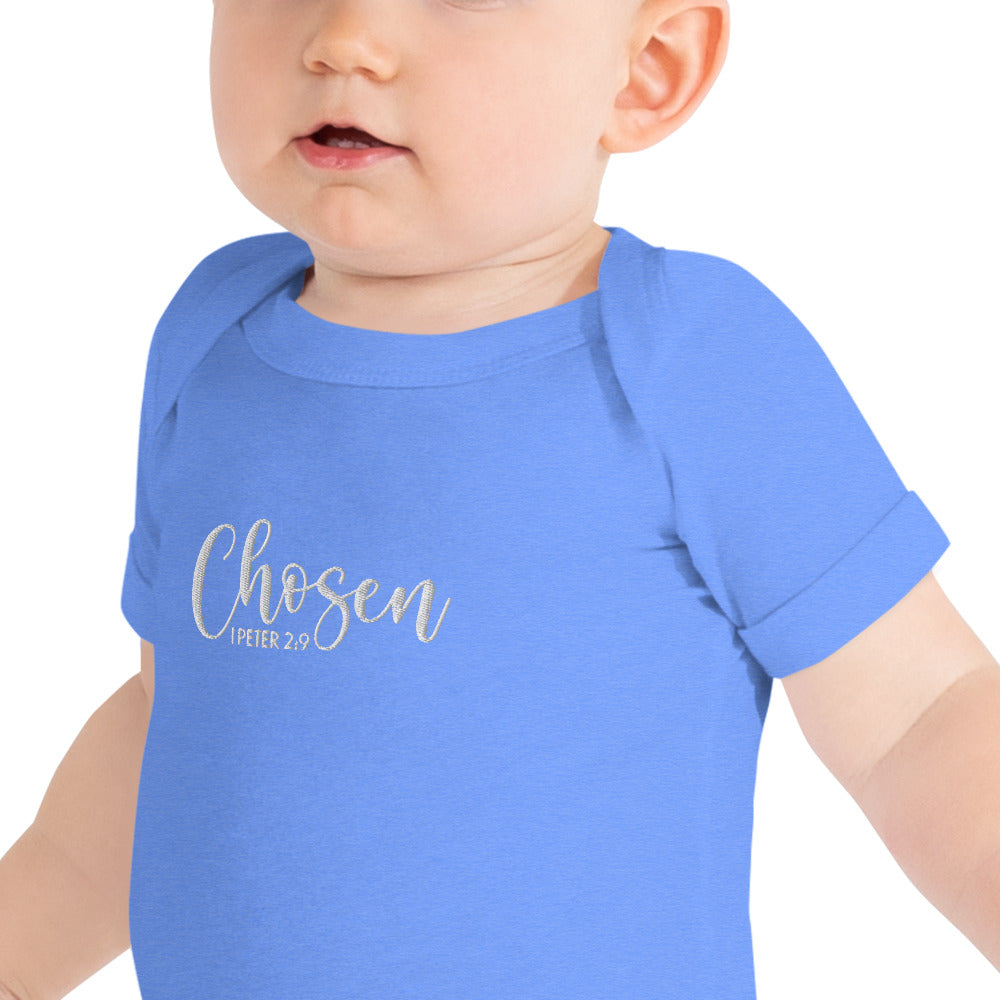 Chosen Baby Embroidered Short Sleeve One Piece (Unisex) - Humble & Faithful Co.