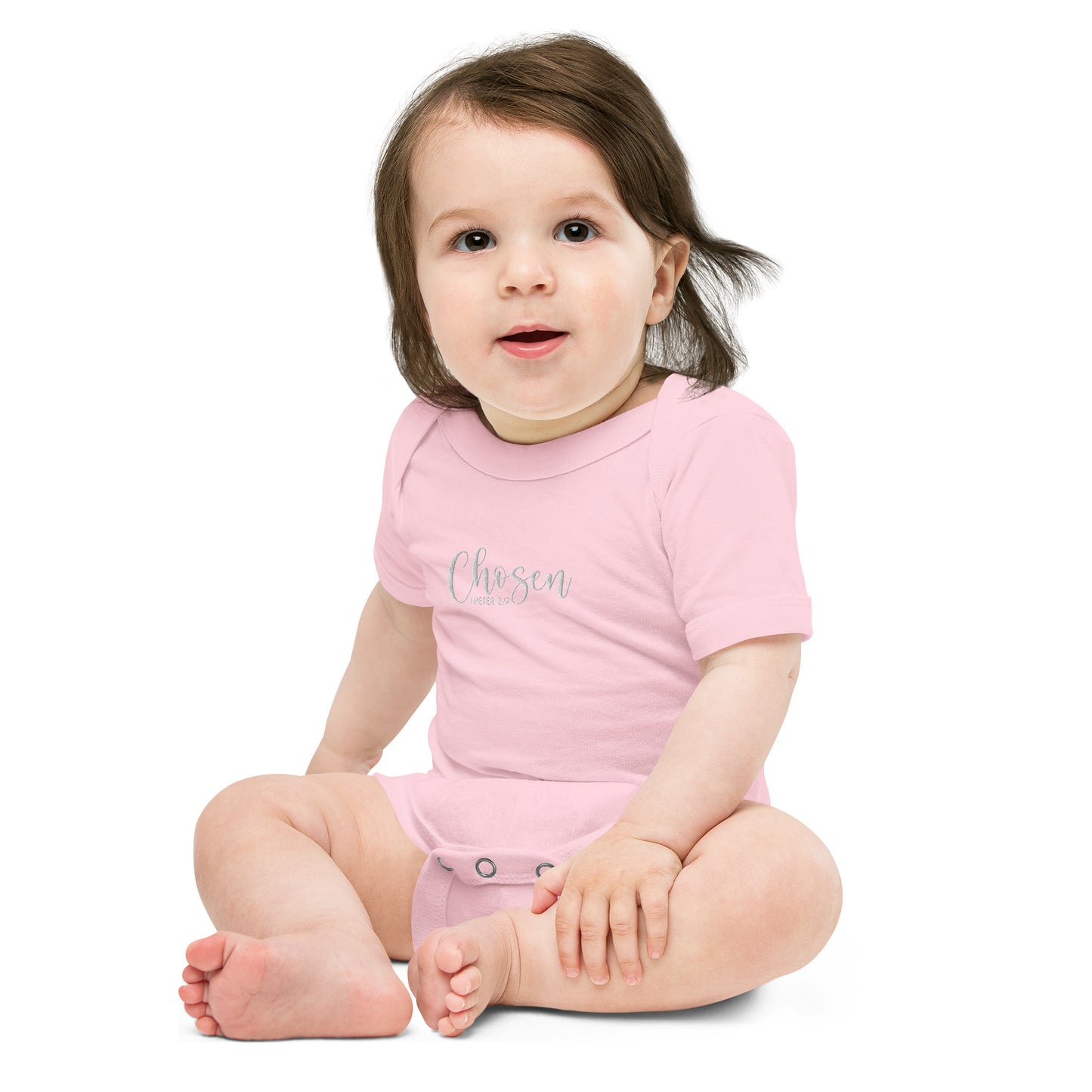 Chosen Baby Embroidered Short Sleeve One Piece (Unisex) - Humble & Faithful Co.