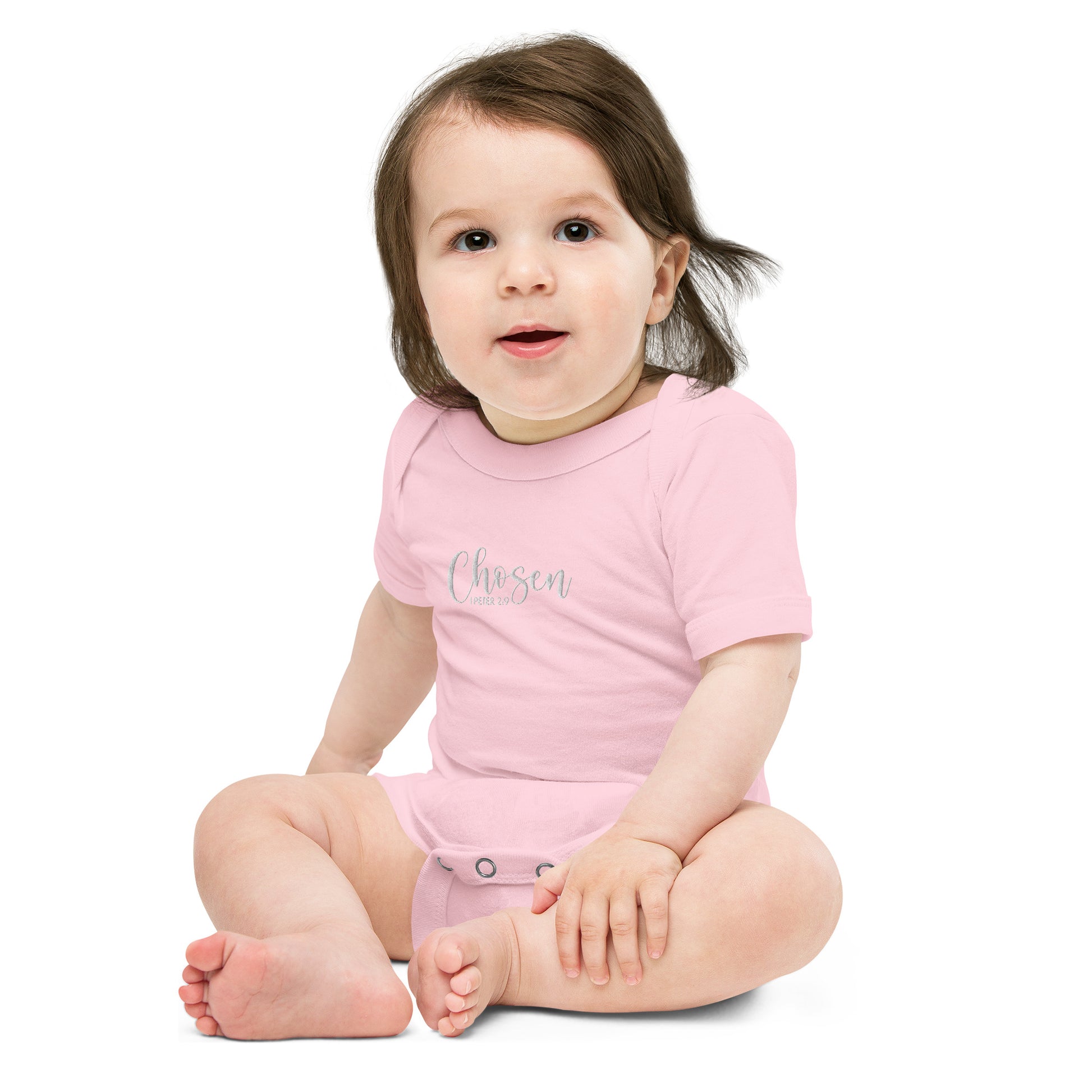 Chosen Baby Embroidered Short Sleeve One Piece (Unisex) - Humble & Faithful Co.