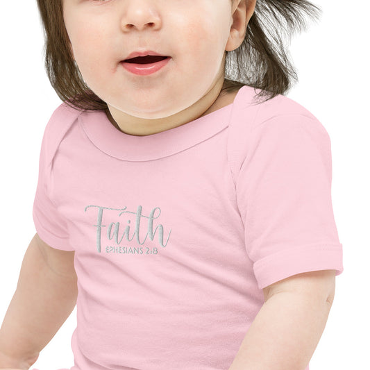 Faith Baby Embroidered Short Sleeve One Piece (Unisex) - Humble & Faithful Co.