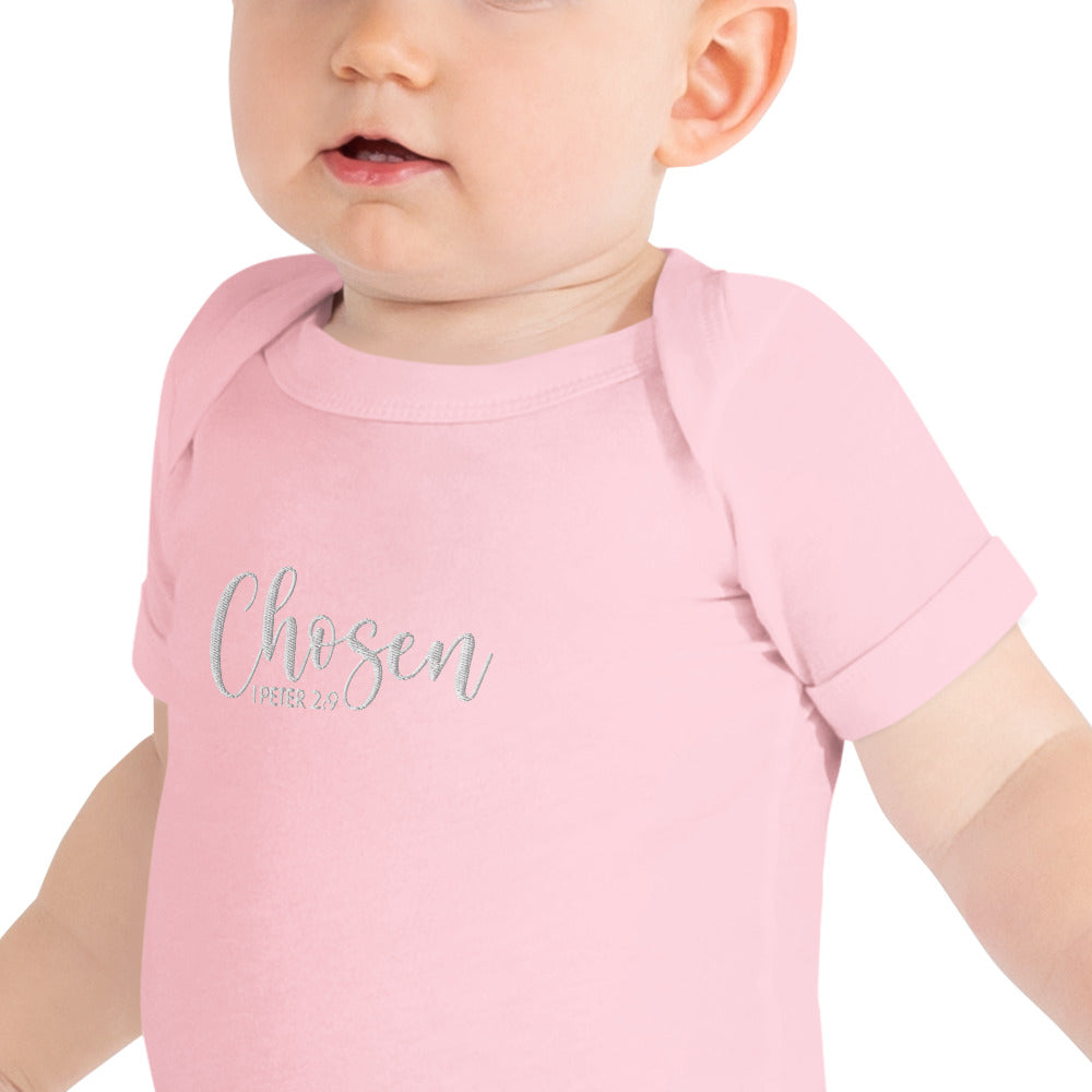Chosen Baby Embroidered Short Sleeve One Piece (Unisex) - Humble & Faithful Co.