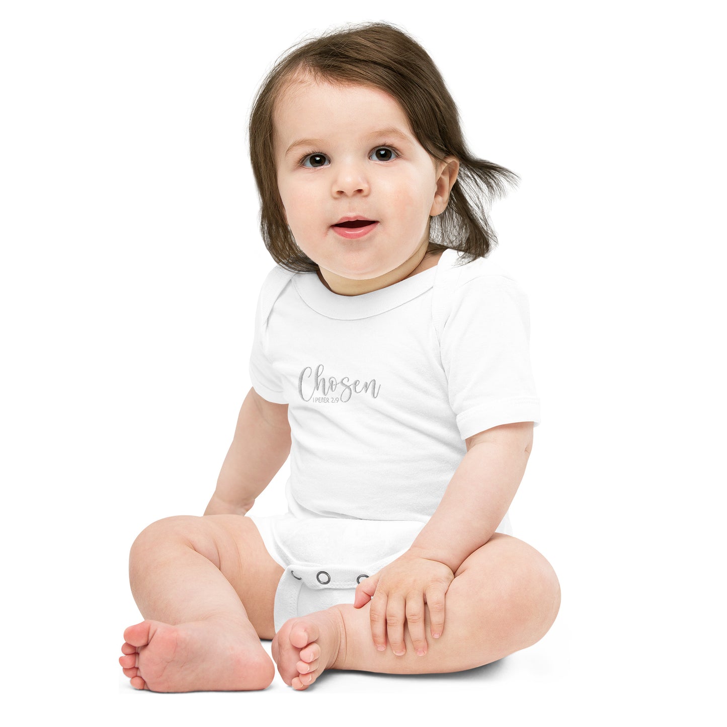 Chosen Baby Embroidered Short Sleeve One Piece (Unisex) - Humble & Faithful Co.