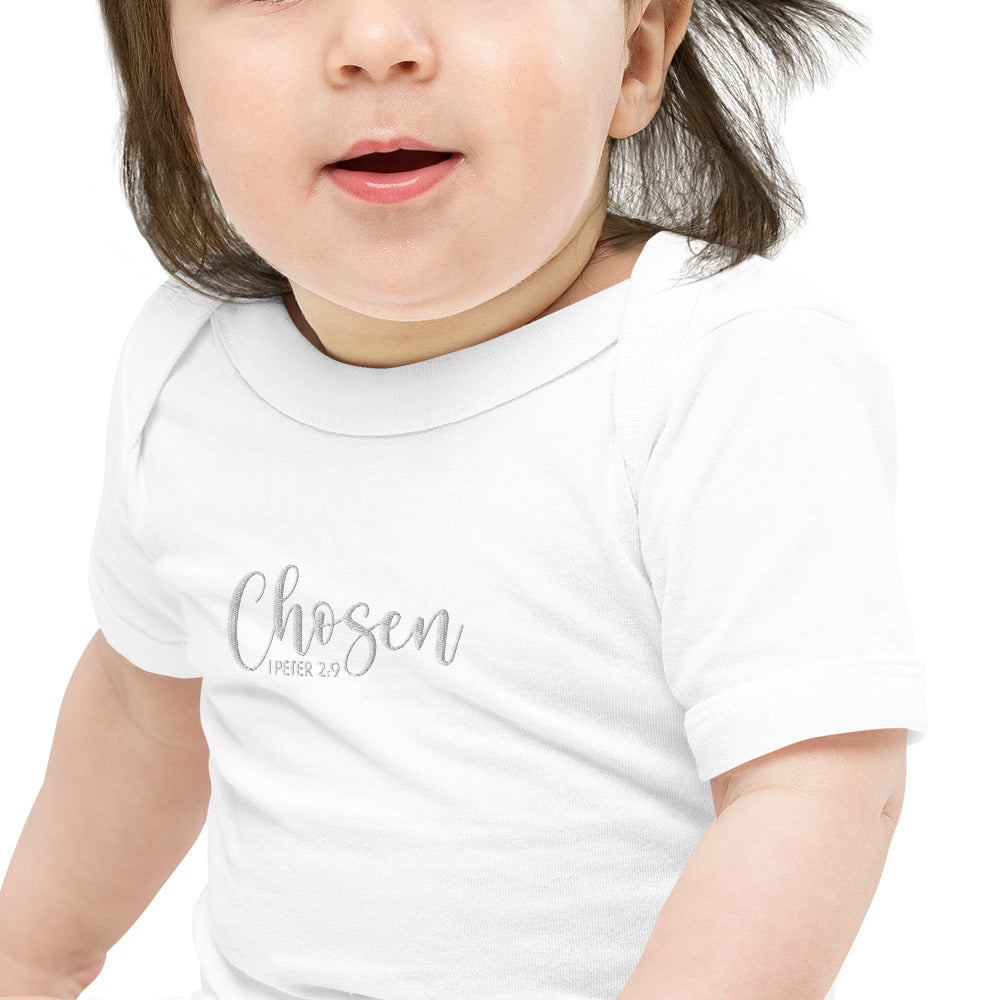 Chosen Baby Embroidered Short Sleeve One Piece (Unisex) - Humble & Faithful Co.