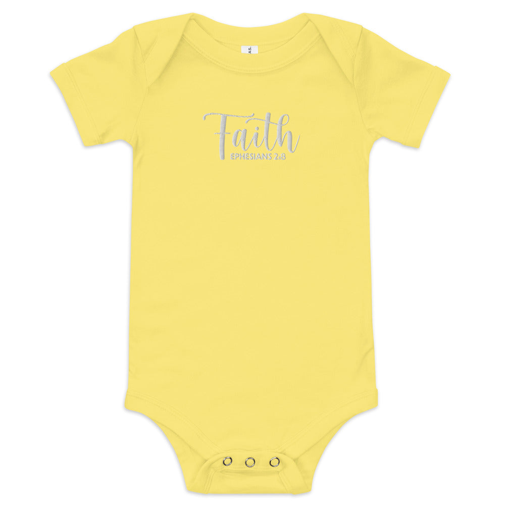 Faith Baby Embroidered Short Sleeve One Piece (Unisex) - Humble & Faithful Co.