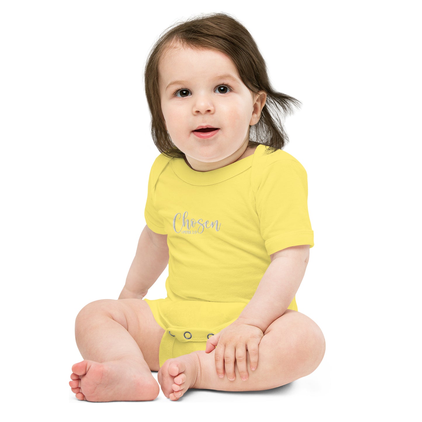 Chosen Baby Embroidered Short Sleeve One Piece (Unisex) - Humble & Faithful Co.