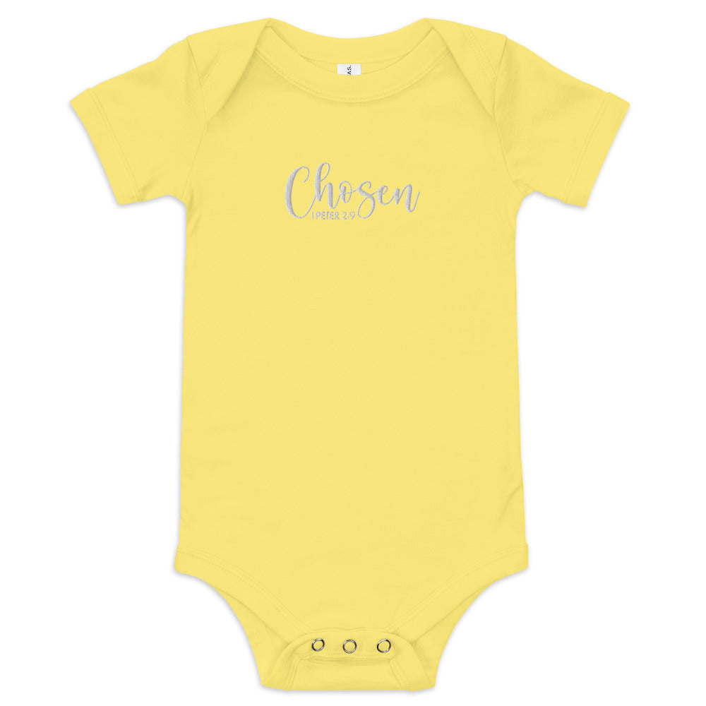 Chosen Baby Embroidered Short Sleeve One Piece (Unisex) - Humble & Faithful Co.