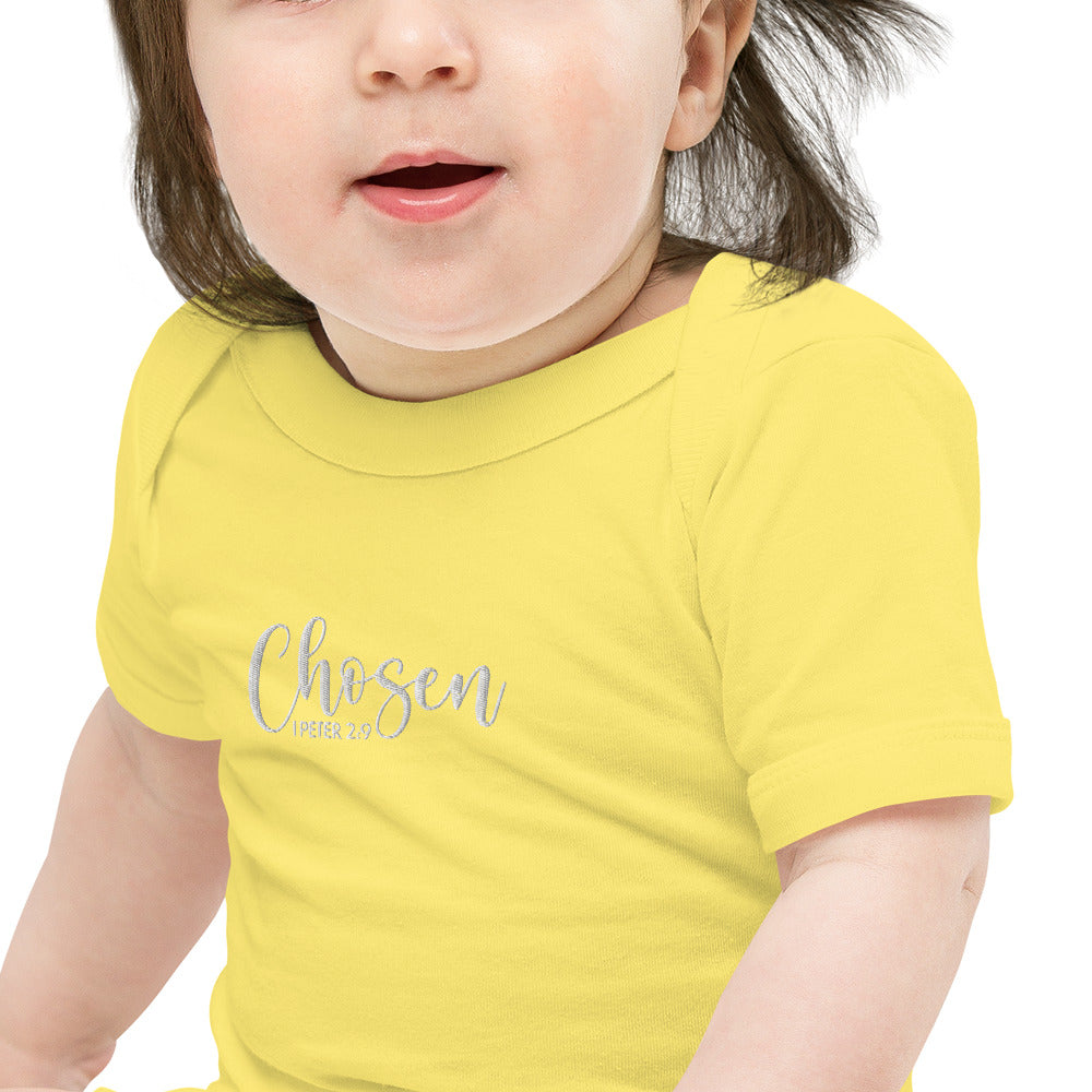 Chosen Baby Embroidered Short Sleeve One Piece (Unisex) - Humble & Faithful Co.