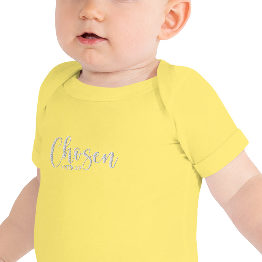Chosen Baby Embroidered Short Sleeve One Piece (Unisex) - Humble & Faithful Co.