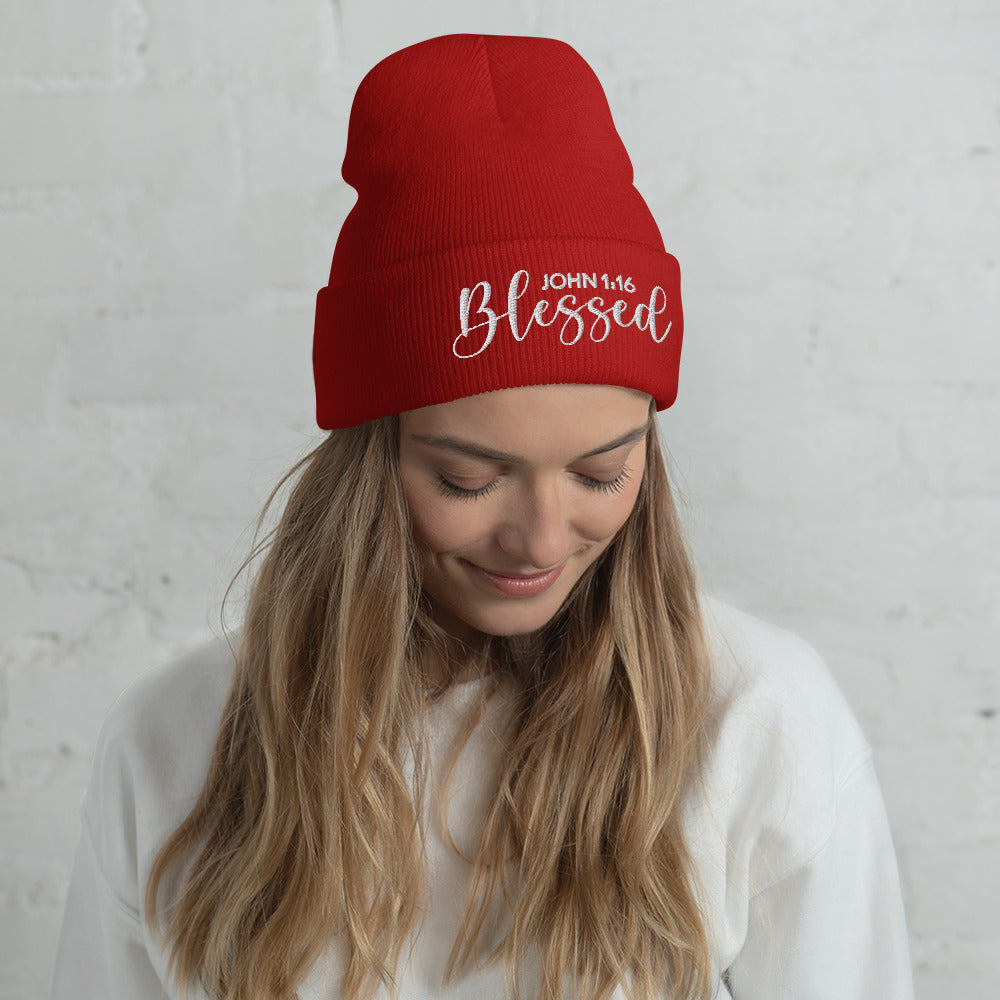 Blessed Embroidered Cuffed Beanie (Unisex) - Humble & Faithful Co.