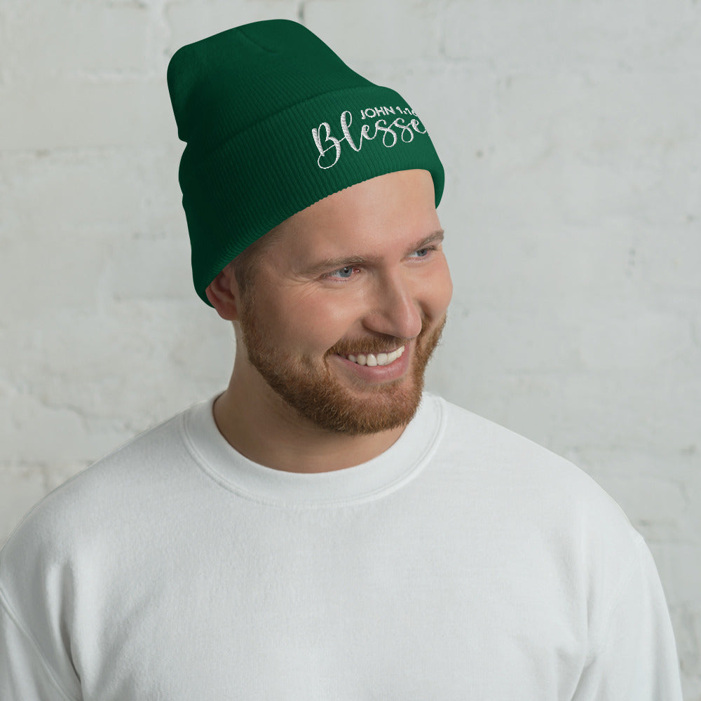 Blessed Embroidered Cuffed Beanie (Unisex) - Humble & Faithful Co.