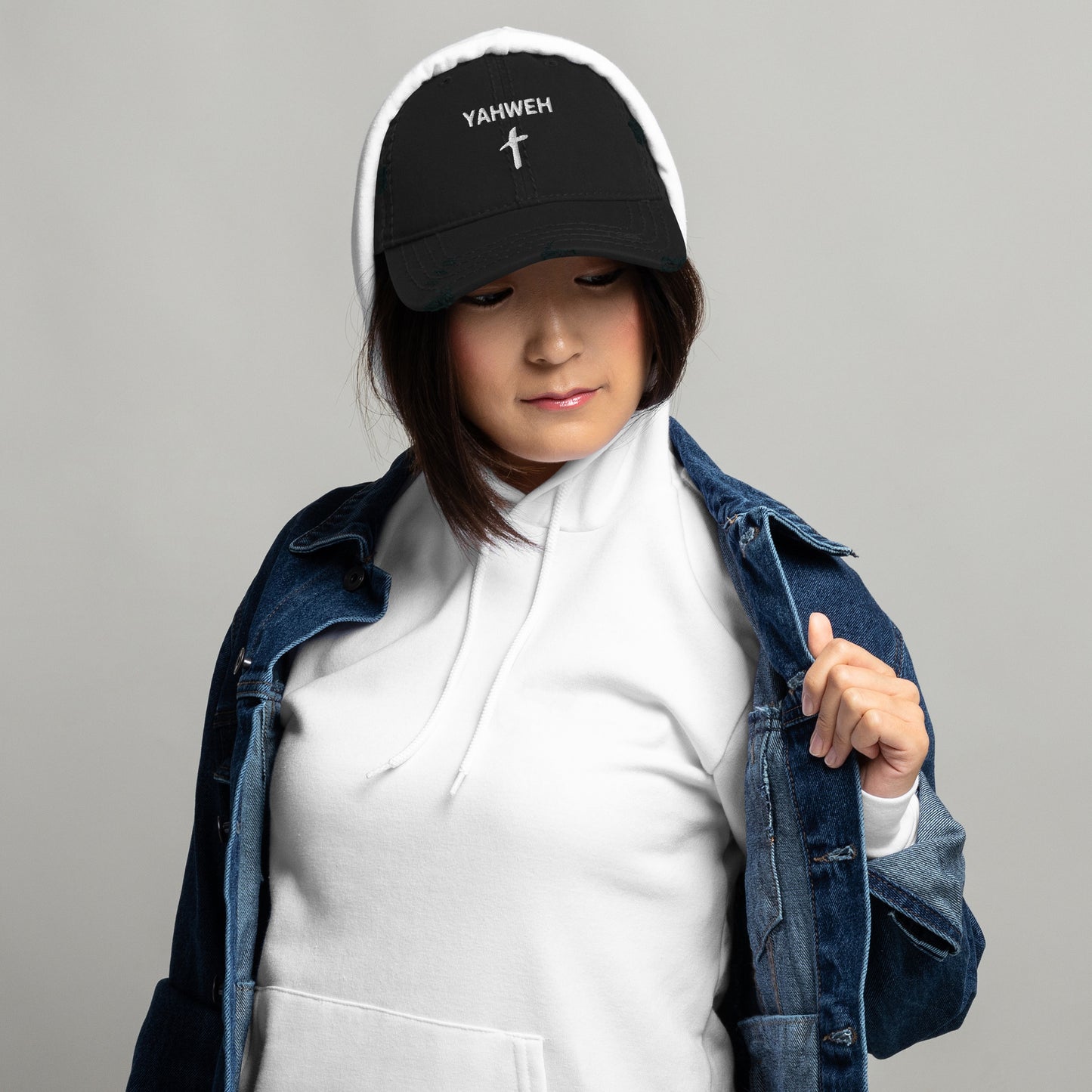 Distressed "Yahweh" Dad Hat (Unisex) - Humble & Faithful Co.