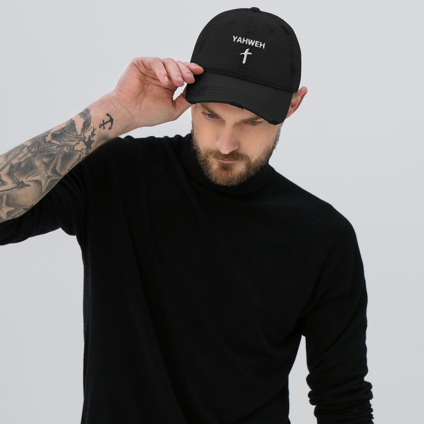 Distressed "Yahweh" Dad Hat (Unisex) - Humble & Faithful Co.