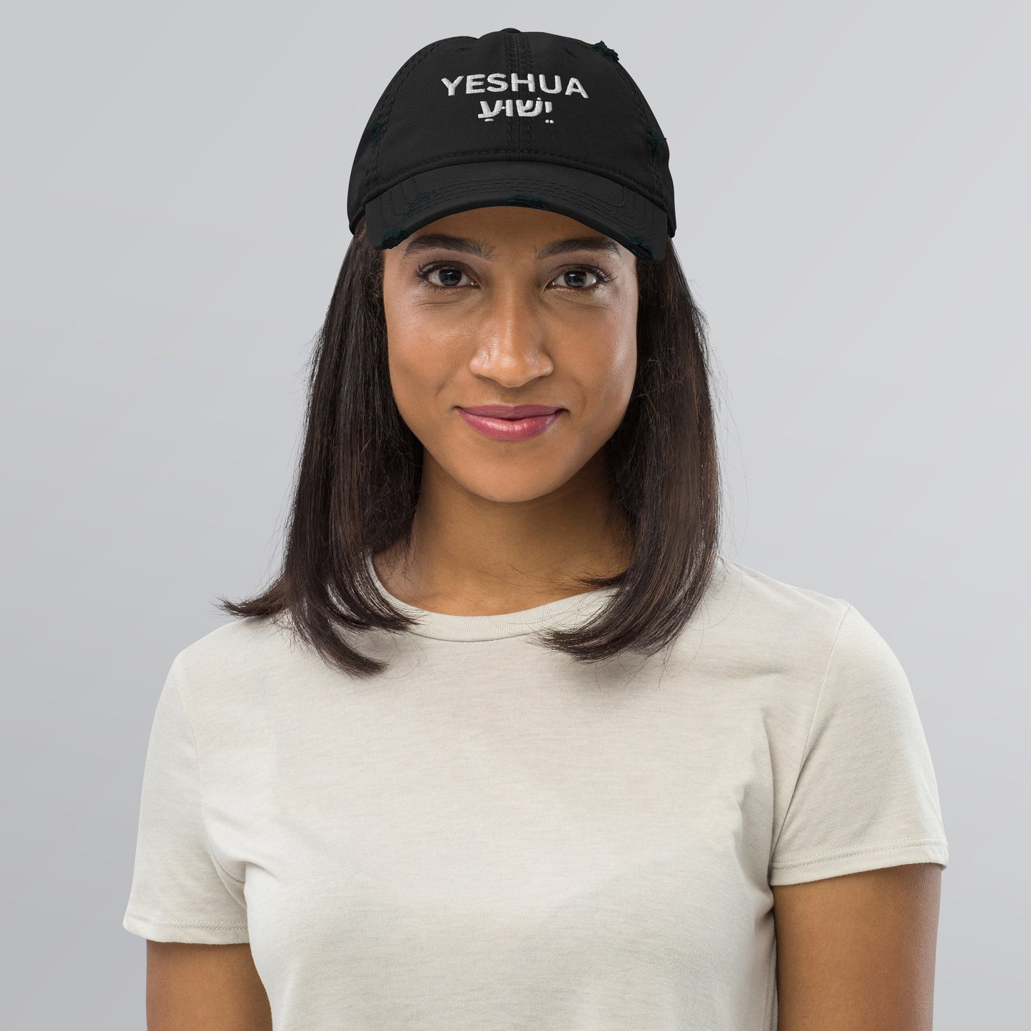 Distressed "Yeshua" Dad Hat (Unisex) - Humble & Faithful Co.
