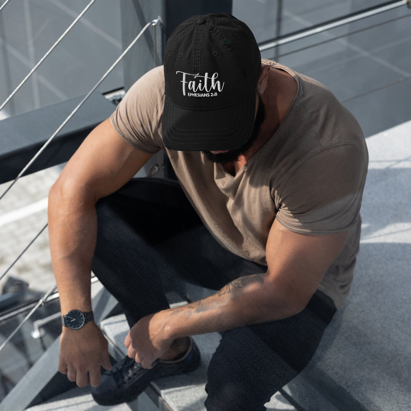 Faith Distressed Dad Hat (Unisex) - Humble & Faithful Co.