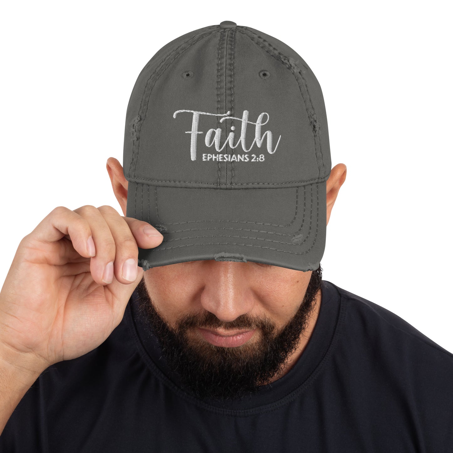 Faith Distressed Dad Hat (Unisex) - Humble & Faithful Co.