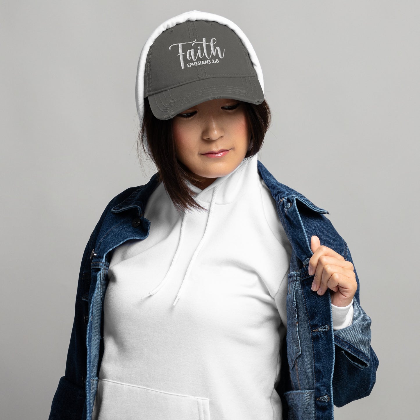 Faith Distressed Dad Hat (Unisex) - Humble & Faithful Co.