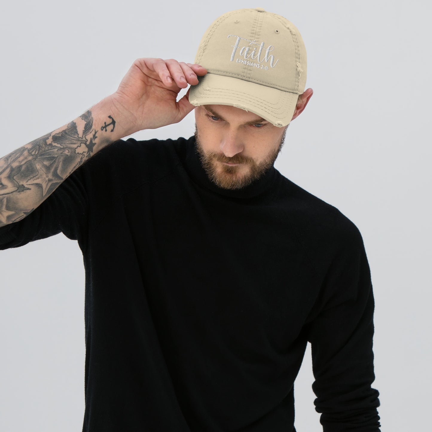 Faith Distressed Dad Hat (Unisex) - Humble & Faithful Co.