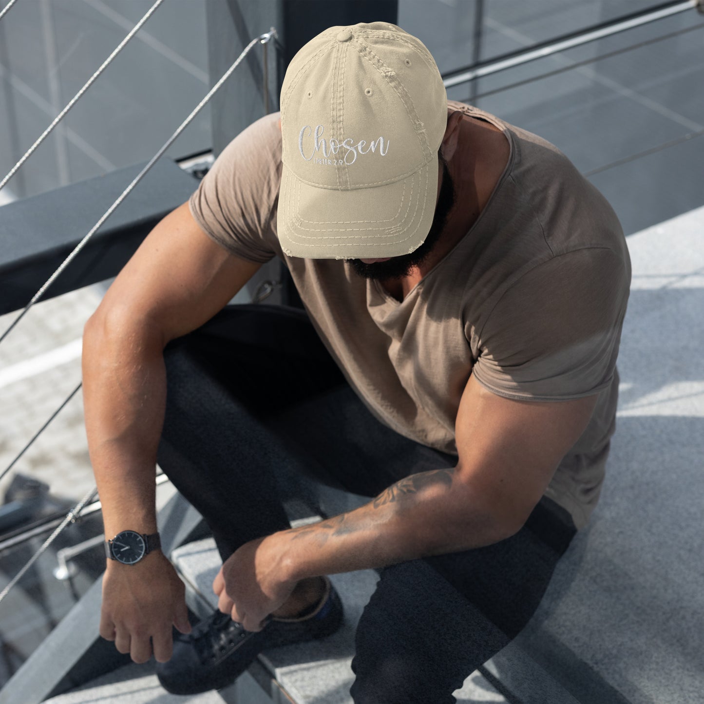 Chosen Distressed Dad Hat (Unisex) - Humble & Faithful Co.