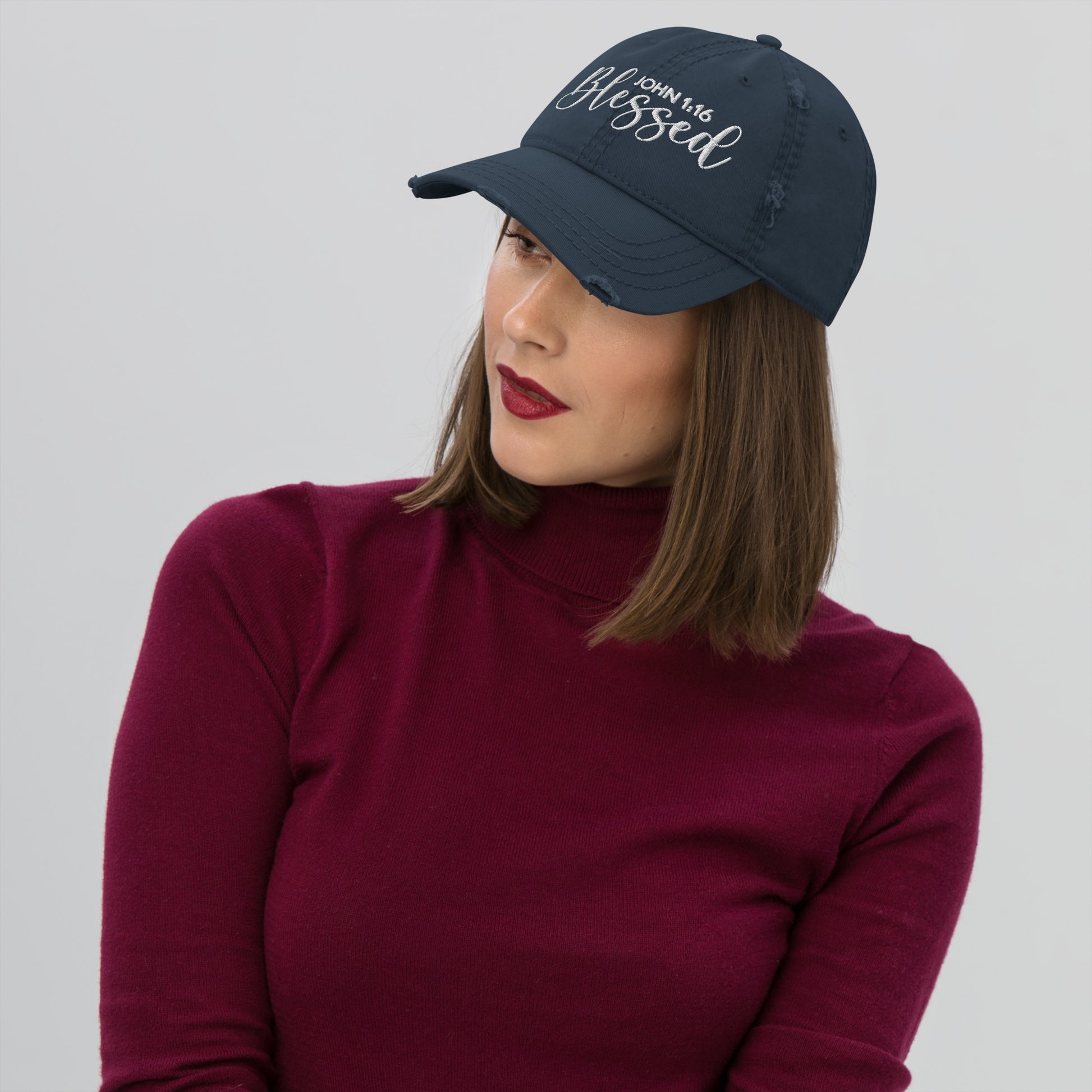 Blessed Distressed Dad Hat (Unisex) - Humble & Faithful Co.