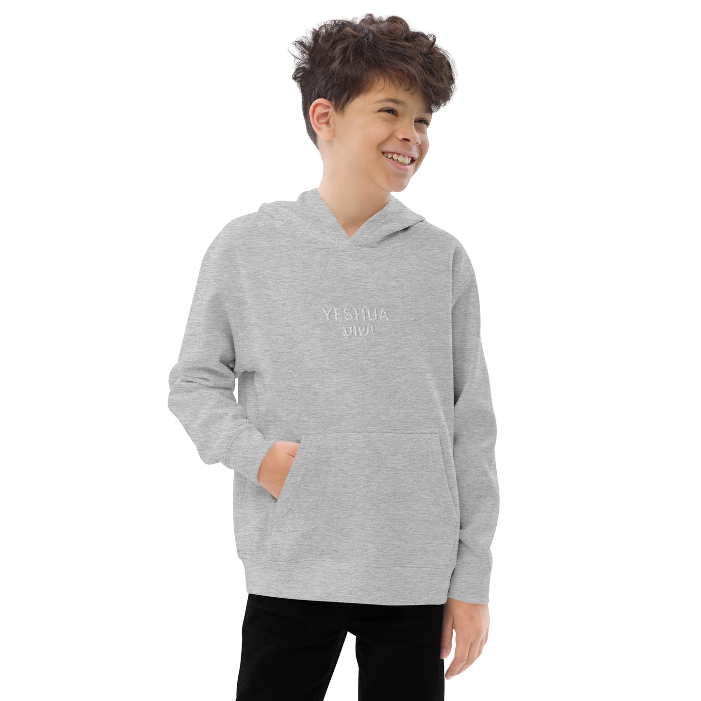 Kids Embroidered "Yeshua" Fleece Hoodie - Humble & Faithful Co.