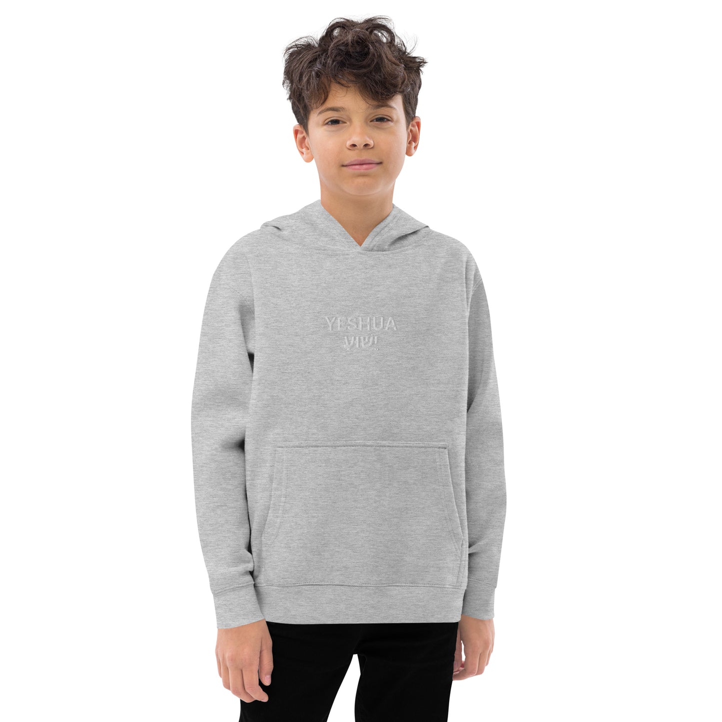 Kids Embroidered "Yeshua" Fleece Hoodie - Humble & Faithful Co.