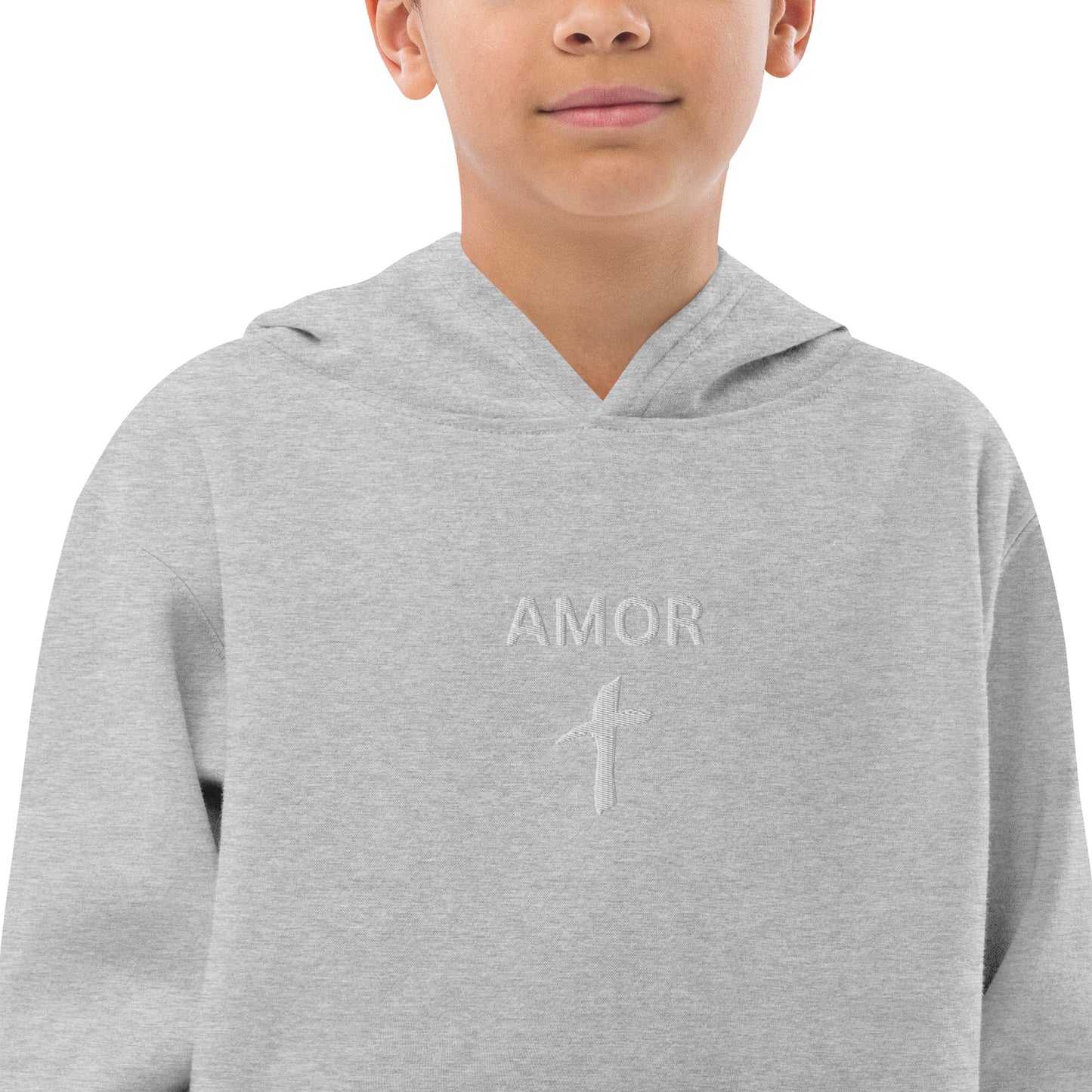 Kids Embroidered "Amor" Fleece Hoodie - Humble & Faithful Co.