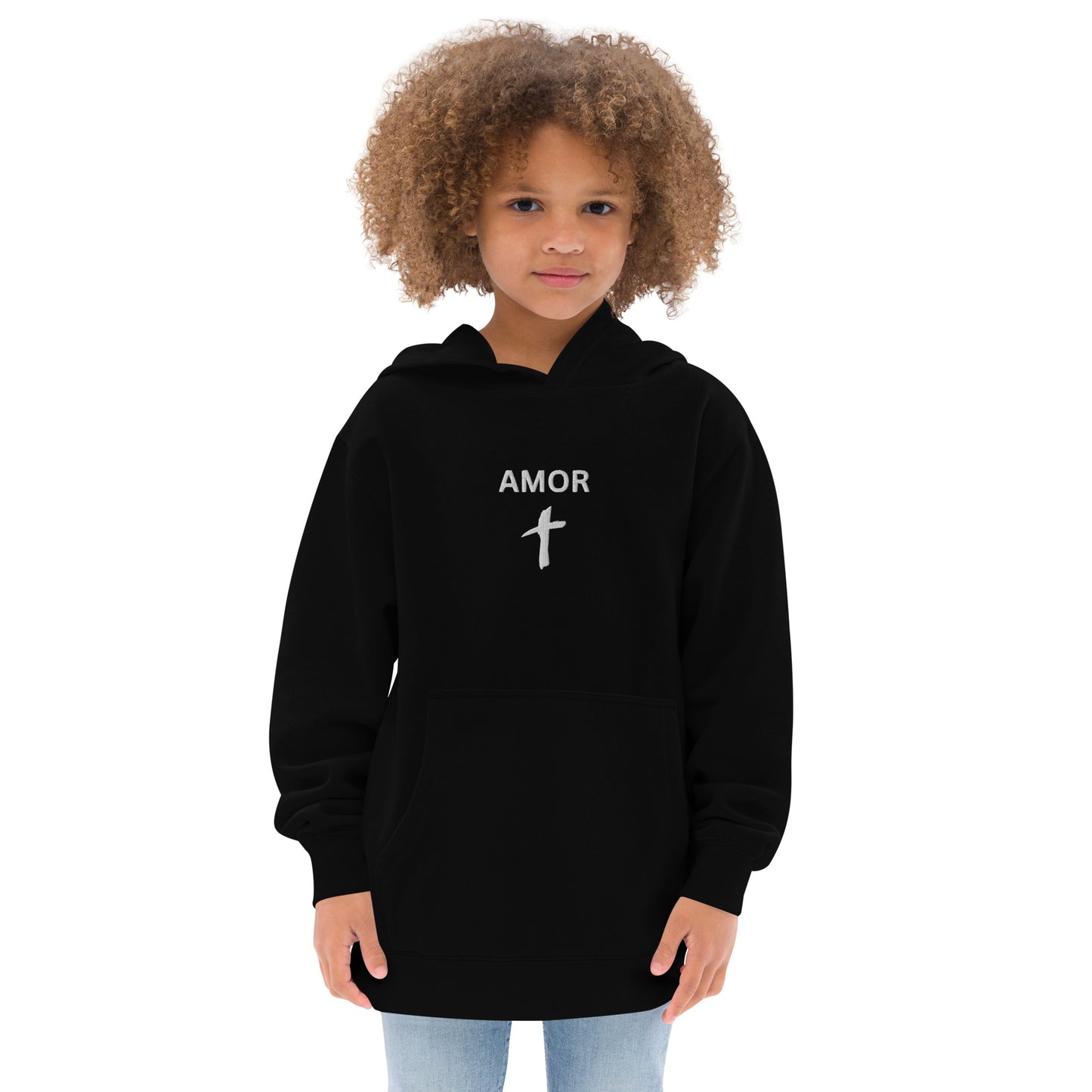 Kids Embroidered "Amor" Fleece Hoodie - Humble & Faithful Co.