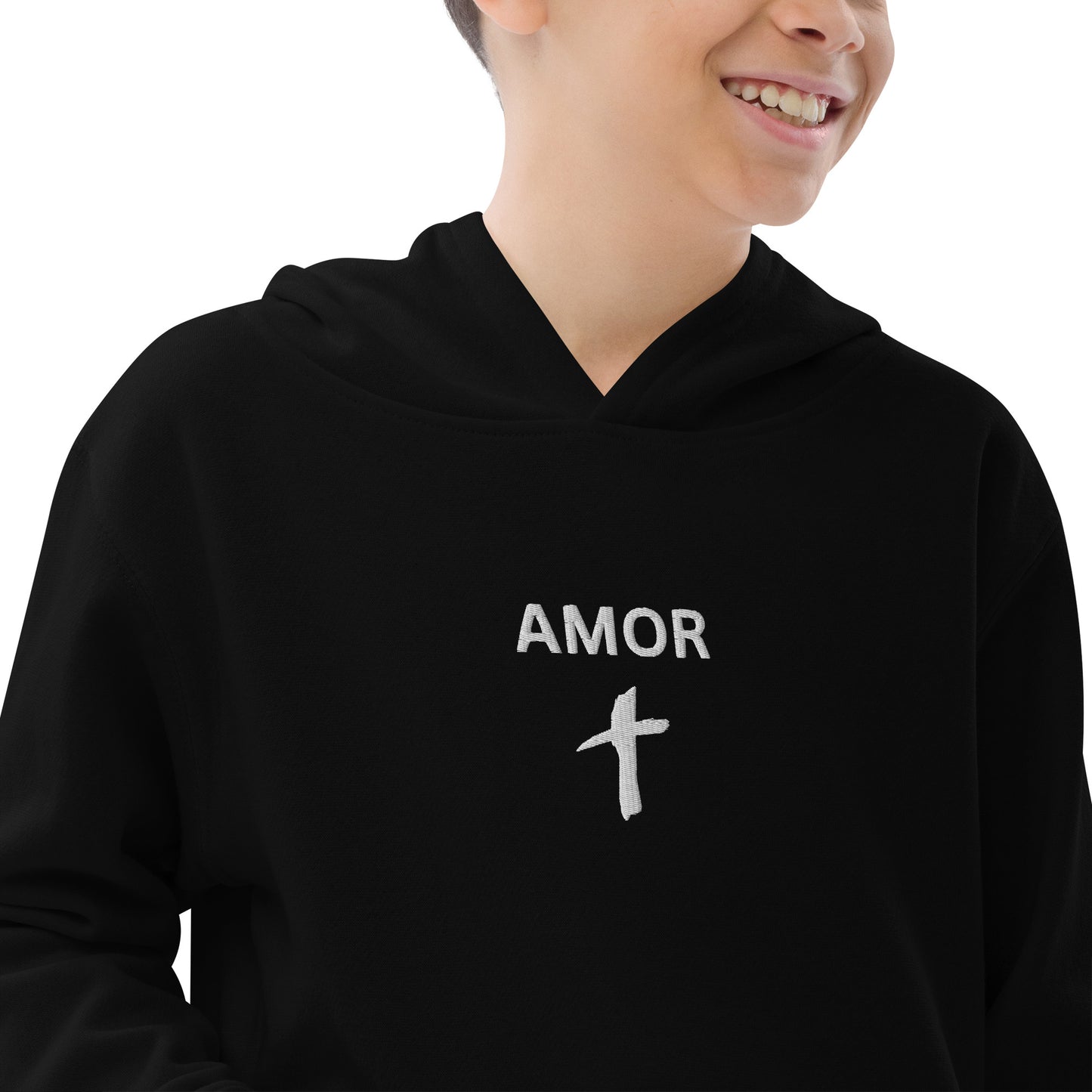 Kids Embroidered "Amor" Fleece Hoodie - Humble & Faithful Co.