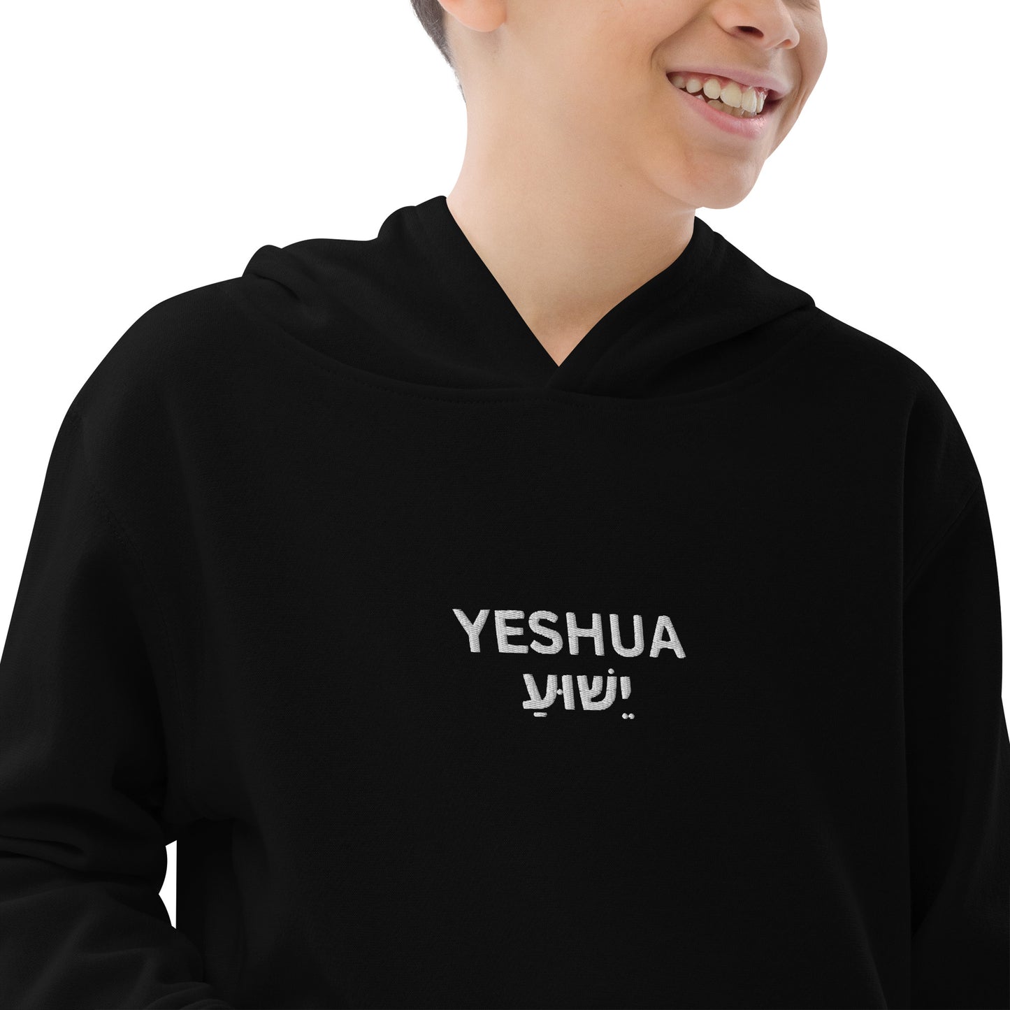 Kids Embroidered "Yeshua" Fleece Hoodie - Humble & Faithful Co.