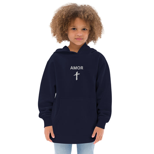 Kids Embroidered "Amor" Fleece Hoodie - Humble & Faithful Co.