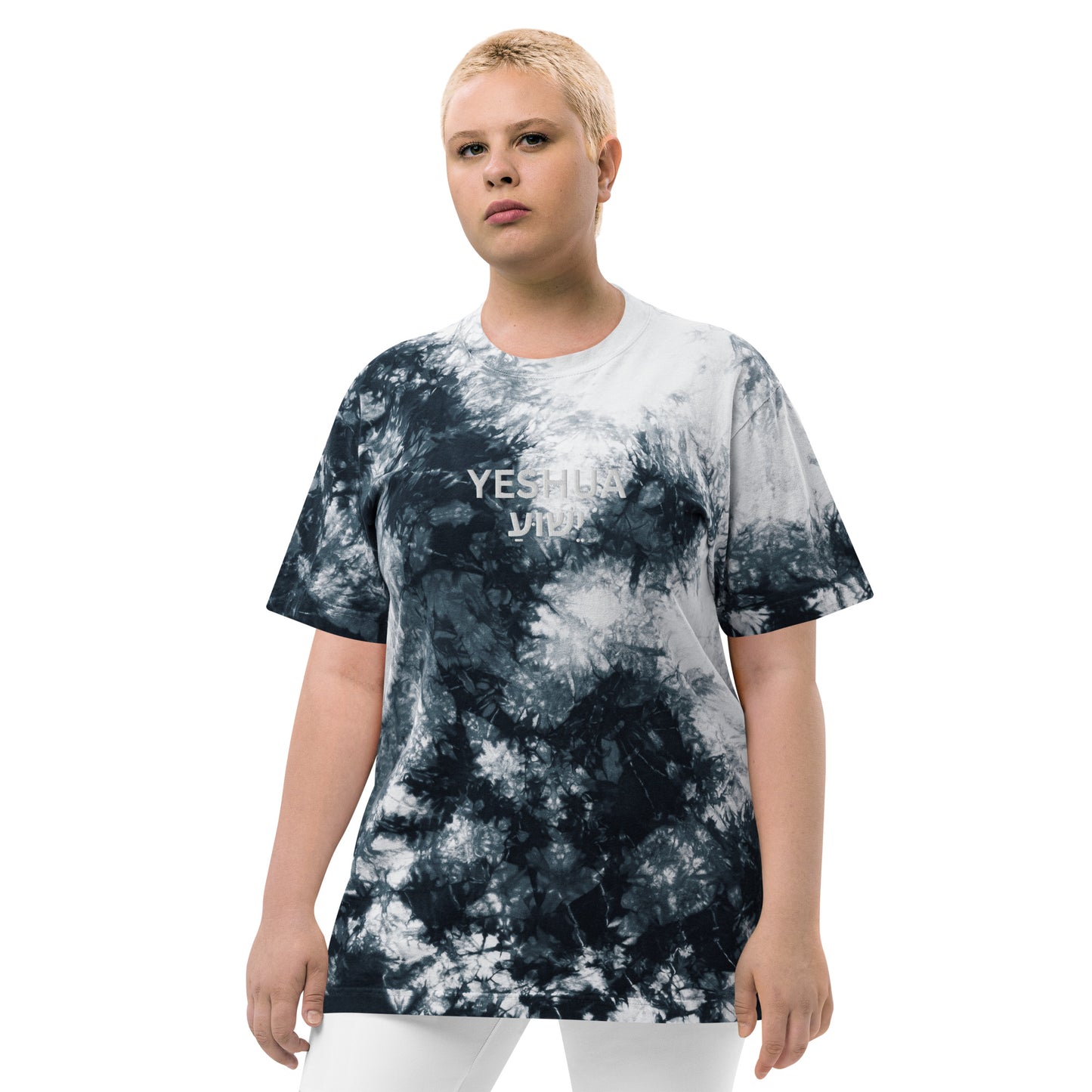 Oversized Embroidered "Yeshua" Tie-Dye T-Shirt (Unisex) - Humble & Faithful Co.
