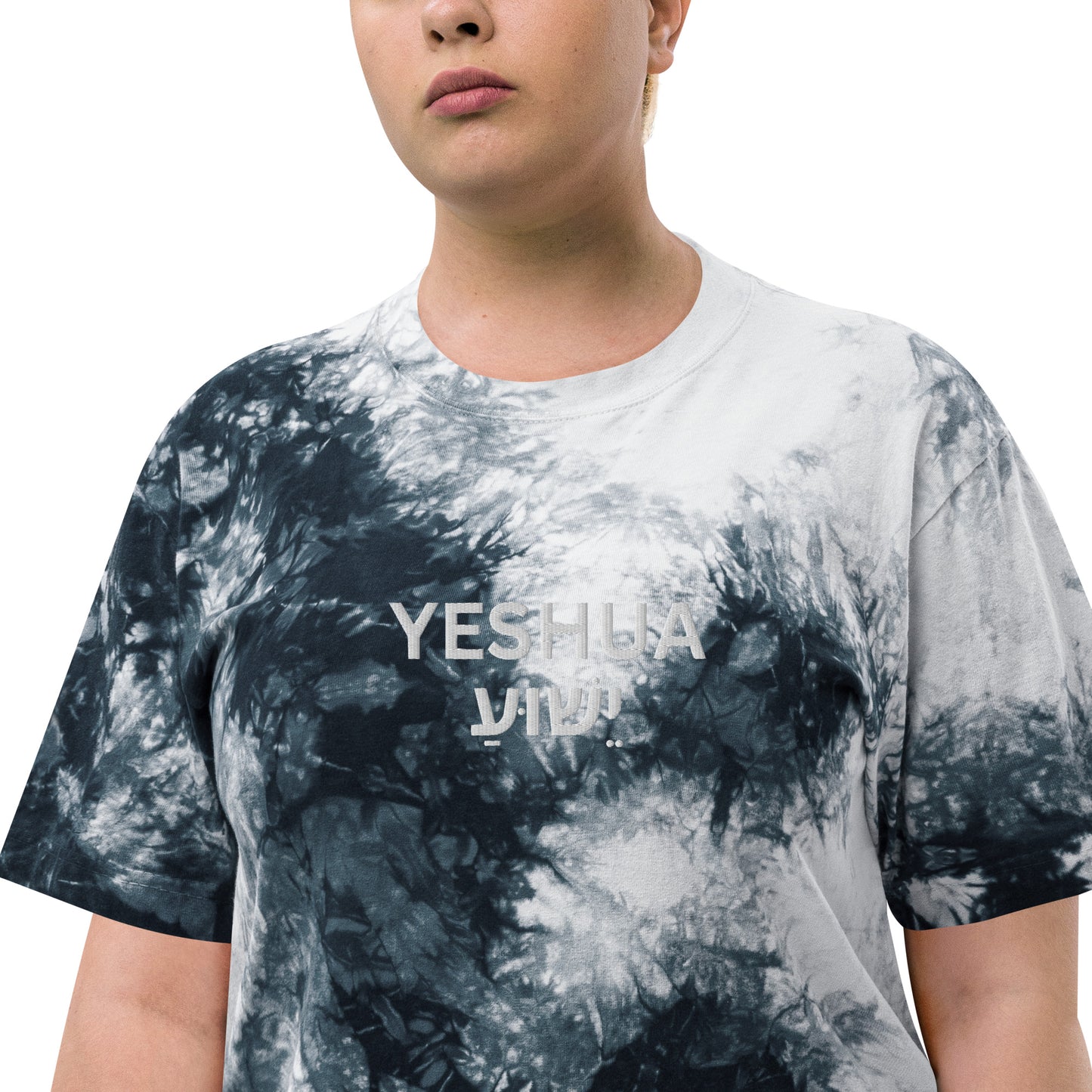 Oversized Embroidered "Yeshua" Tie-Dye T-Shirt (Unisex) - Humble & Faithful Co.